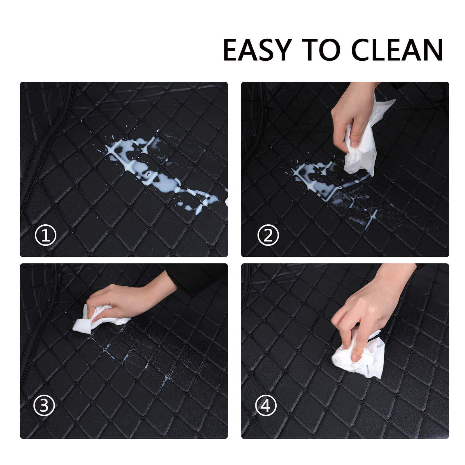 easy to clean Leather Car Floor Mat, Front Rear Liner Full Set