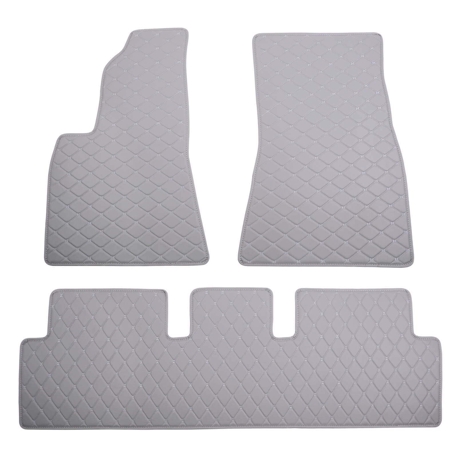 gray Leather Car Floor Mat, Front Rear Liner Full Set