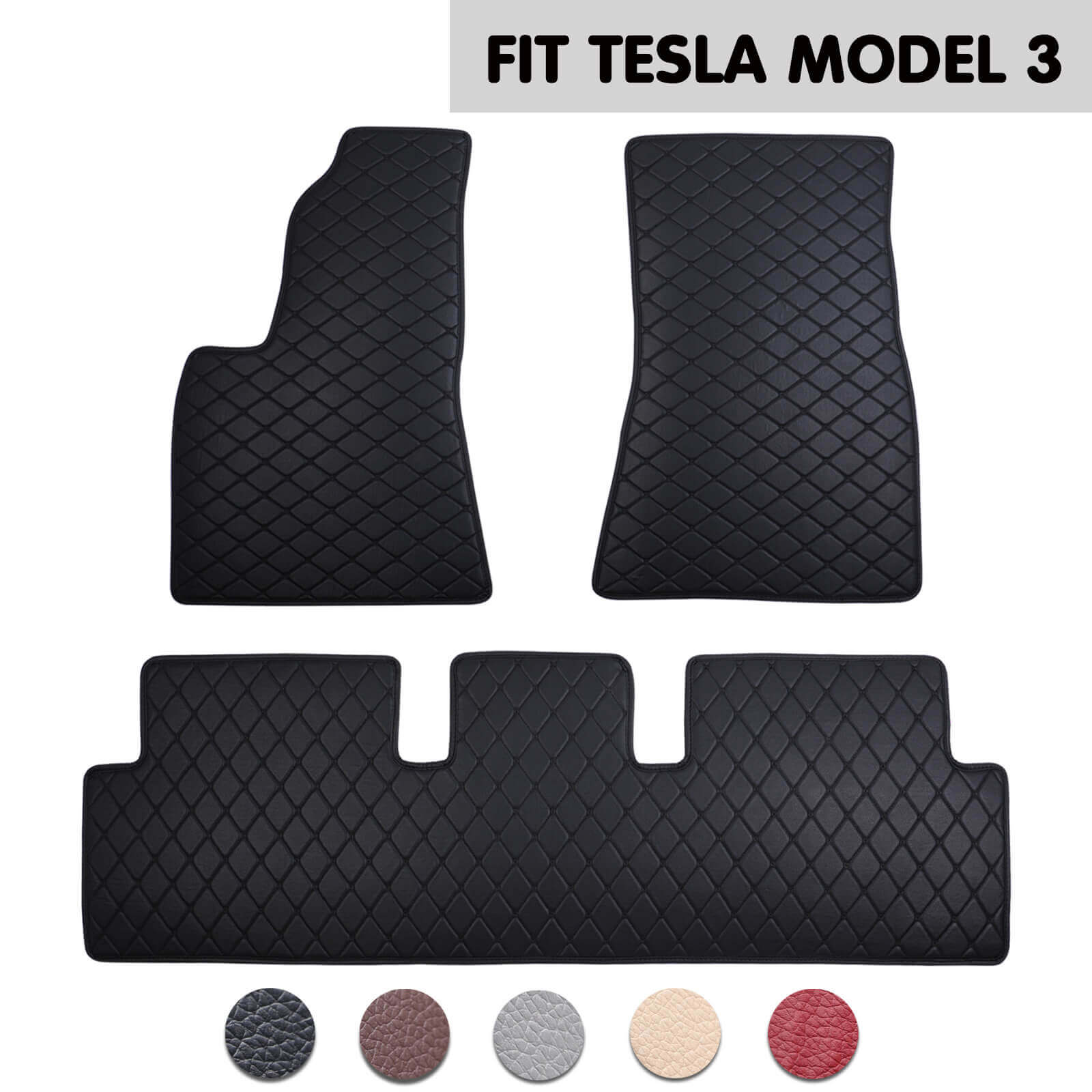 Leather Car Floor Mat, Front Rear Liner Full Set
