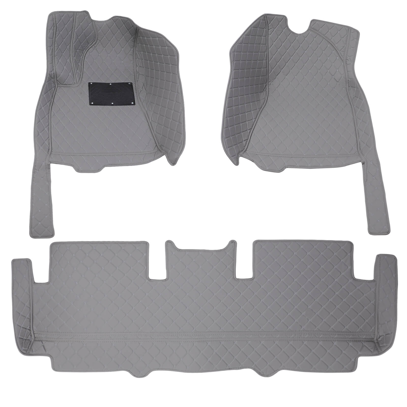 gray Leather Car Floor Mat, Front Rear Liner Full Set Fit