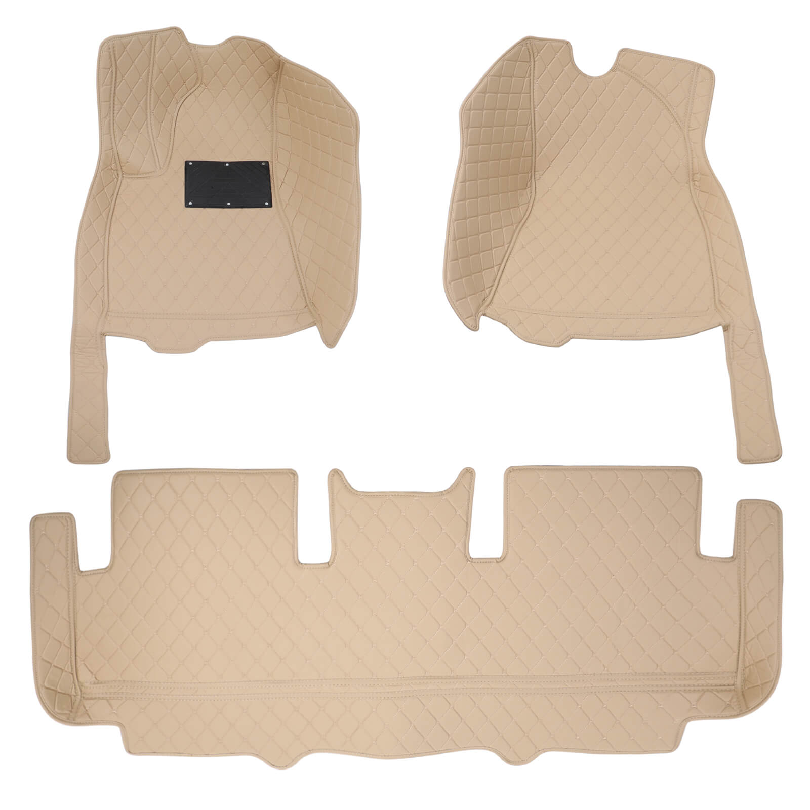 beige Leather Car Floor Mat, Front Rear Liner Full Set Fit