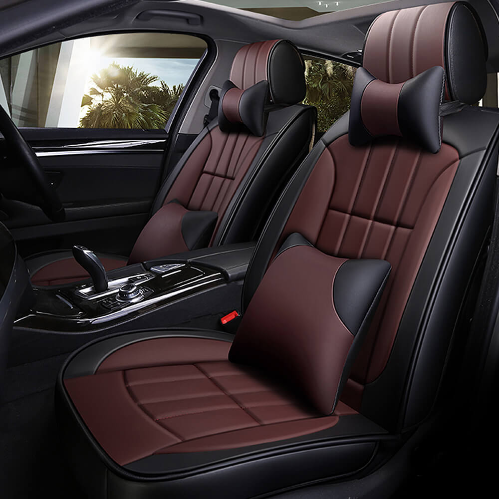 brown Leather Car Seat Cover, 5D Stereo Version