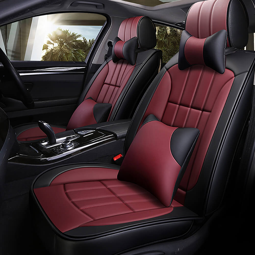 red Leather Car Seat Cover, 5D Stereo Version