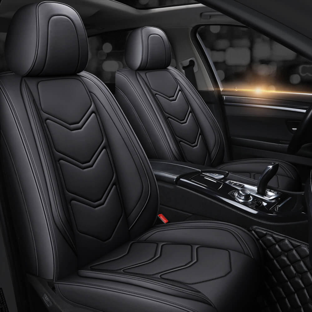 black front Leather Car Seat Covers Full Set