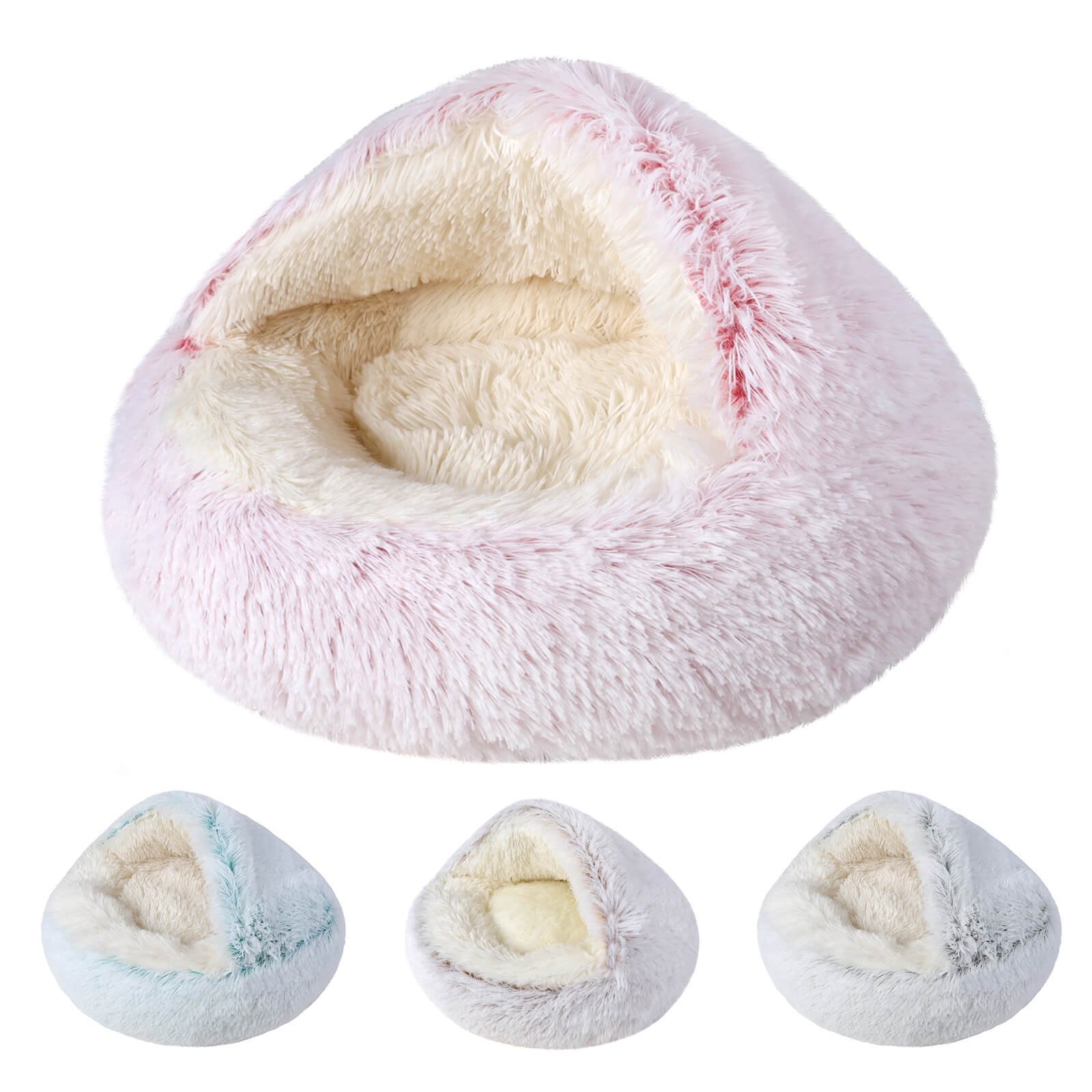 Long Plush Round Pet Cave Bed - BCBMALL