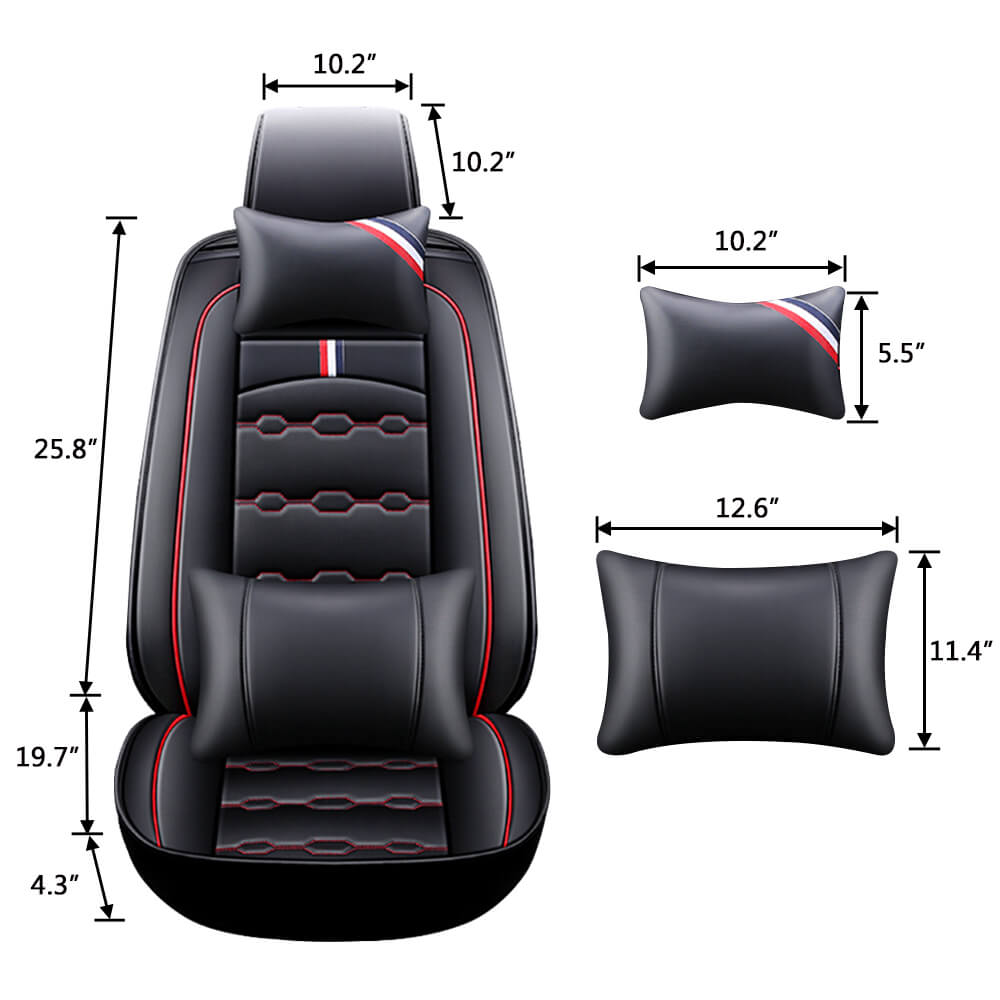size of Luxury Leather Car Seat Cover Full Set