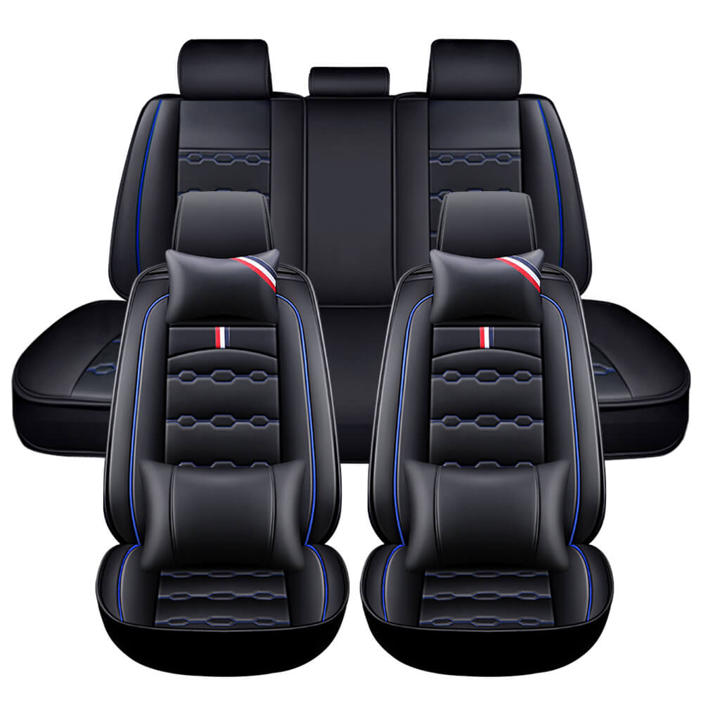 blue Luxury Leather Car Seat Cover Full Set