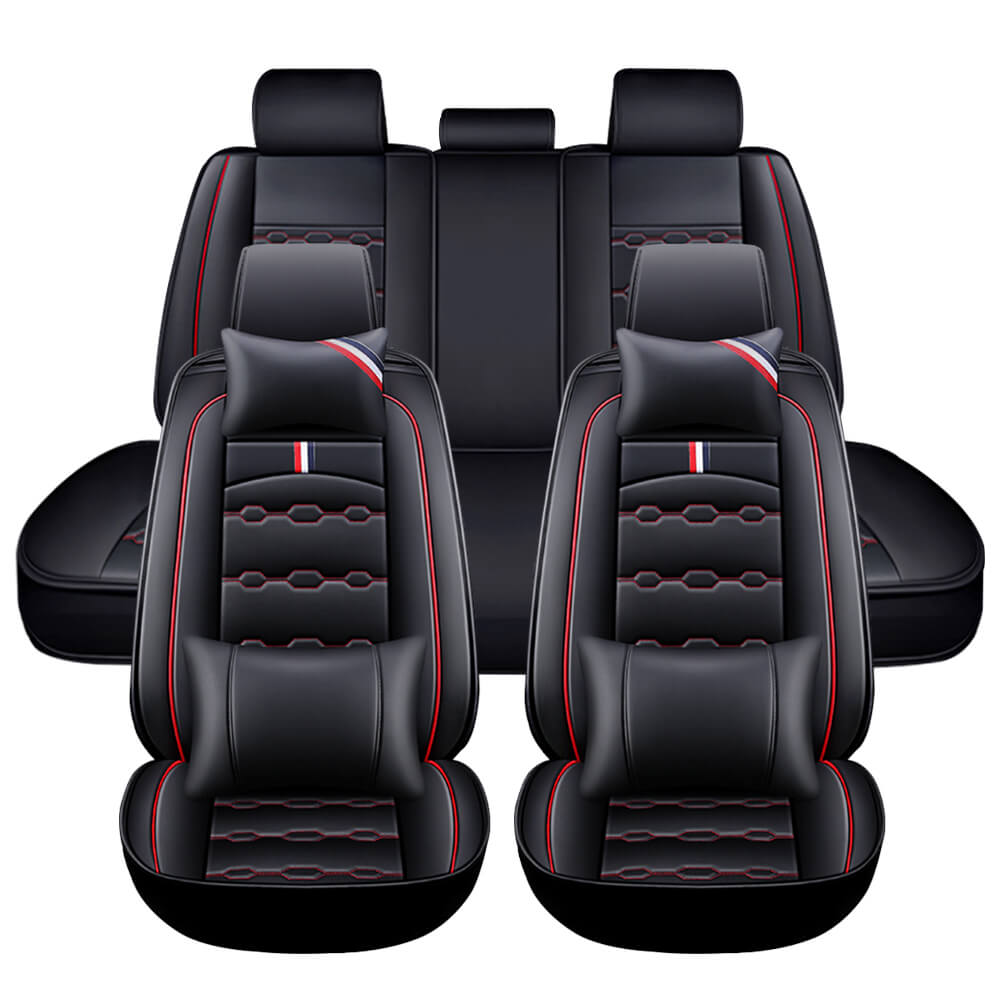 red Luxury Leather Car Seat Cover Full Set
