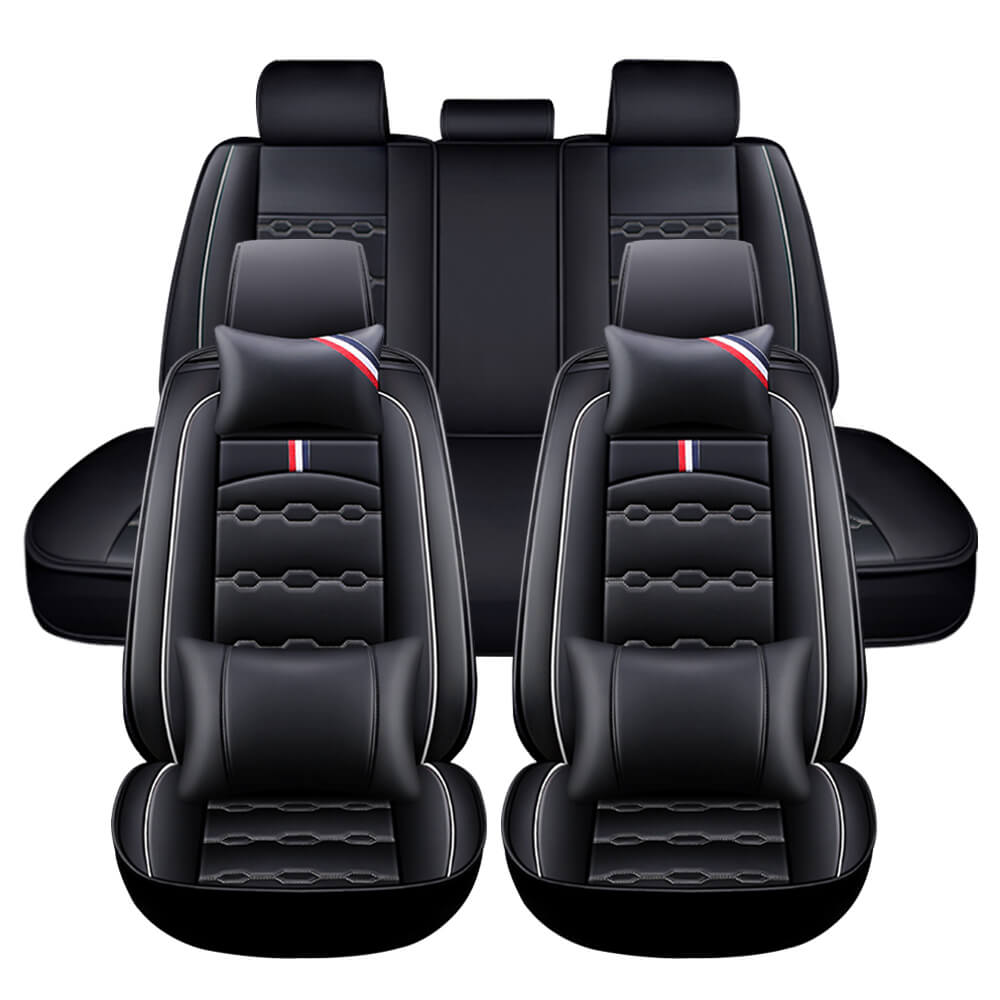 white Luxury Leather Car Seat Cover Full Set