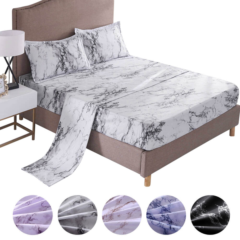4 Pieces Marble Bed Sheet Set