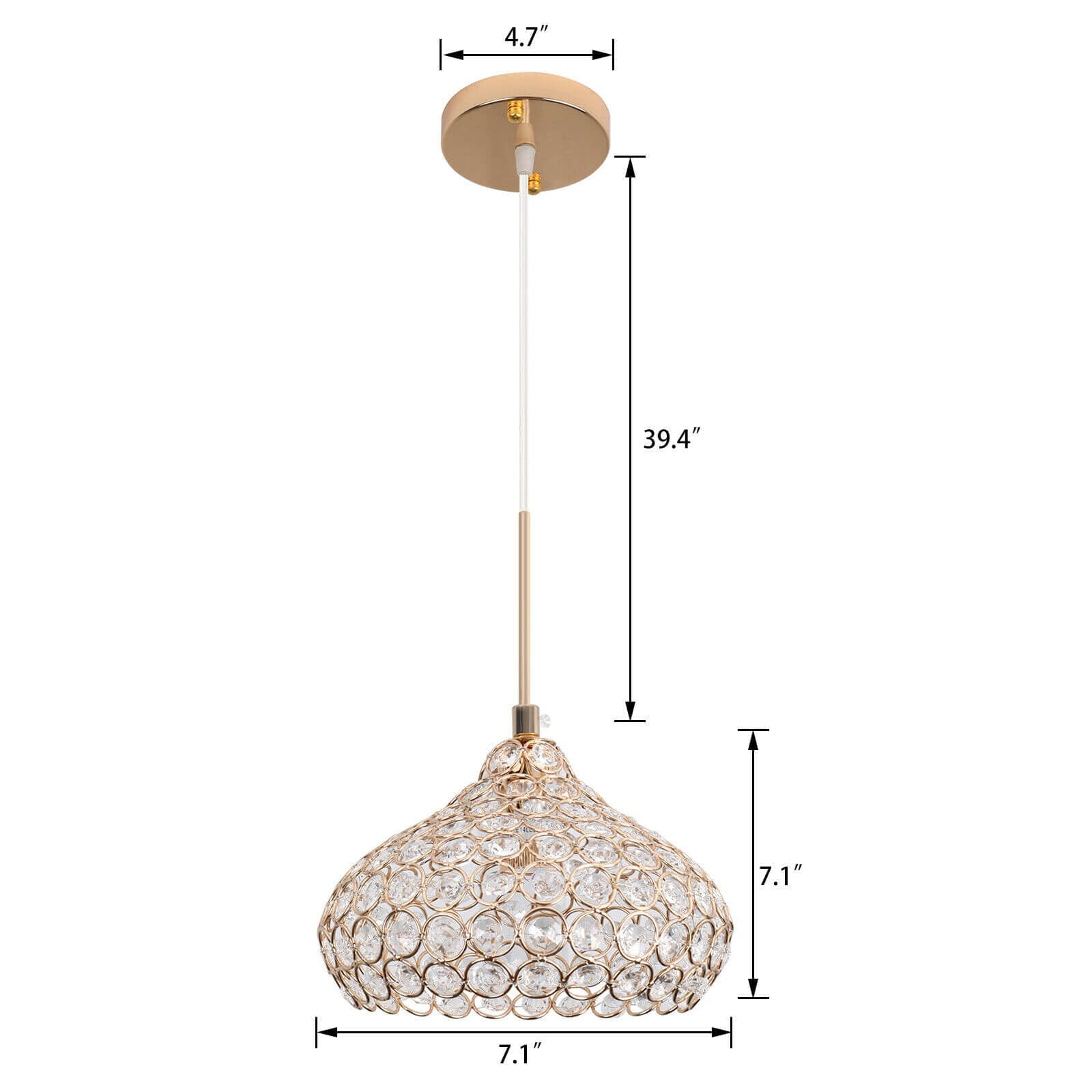 size of gold Adjustable Crystal Ceiling Light