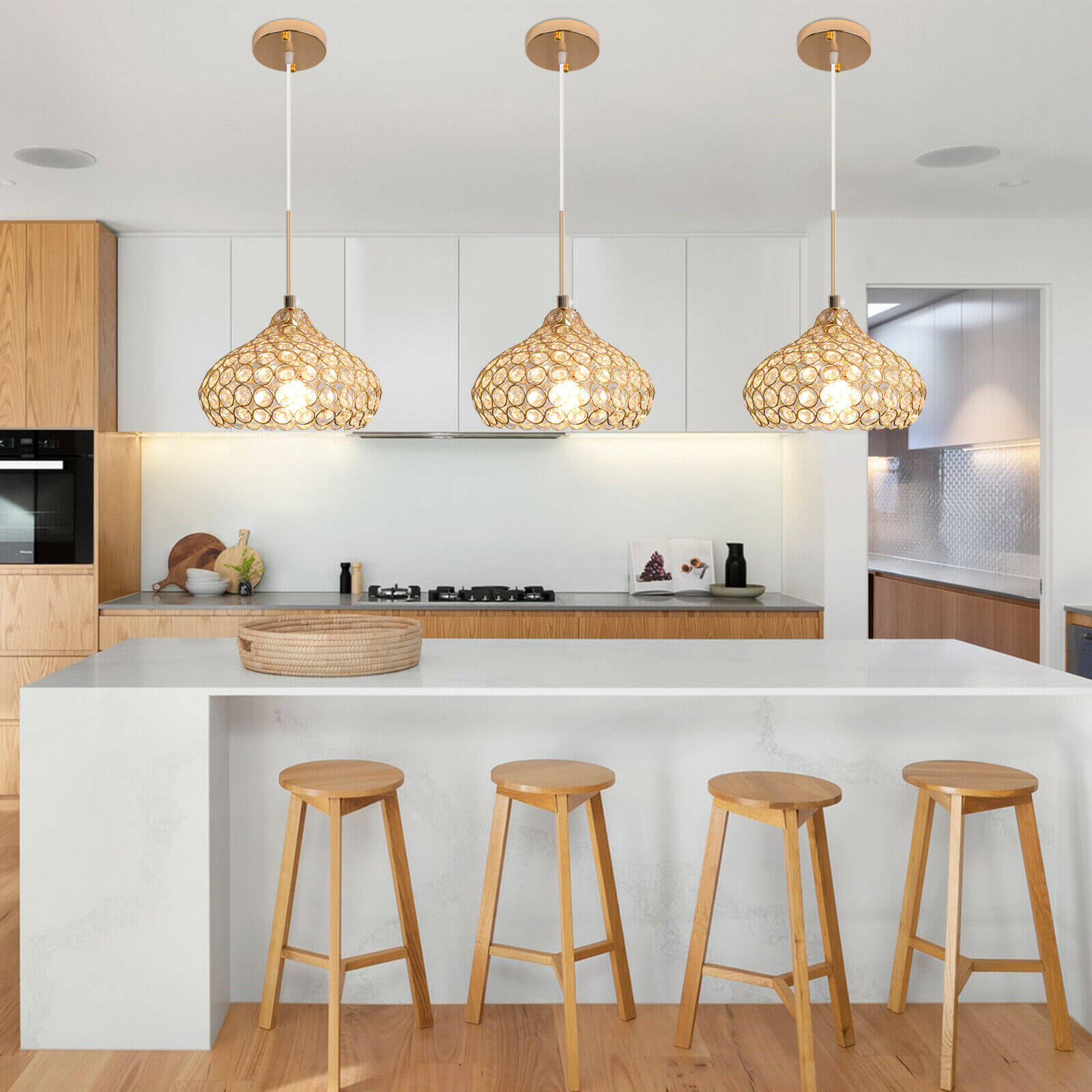 gold Adjustable Crystal Ceiling Light