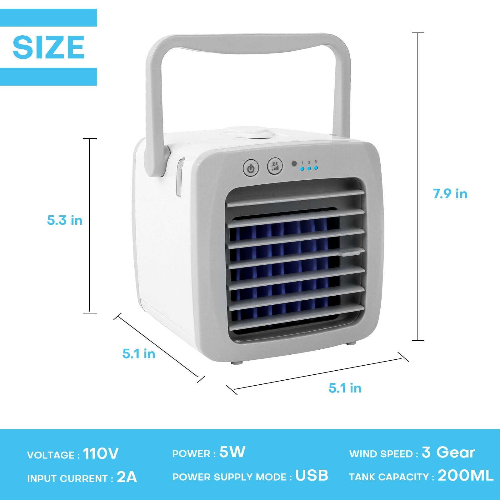 Portable Mini Air Conditioner Fan 200ml size
