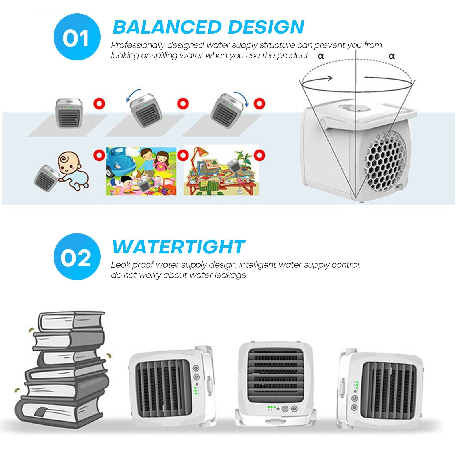 Portable Mini Air Conditioner Fan 200ml feature design