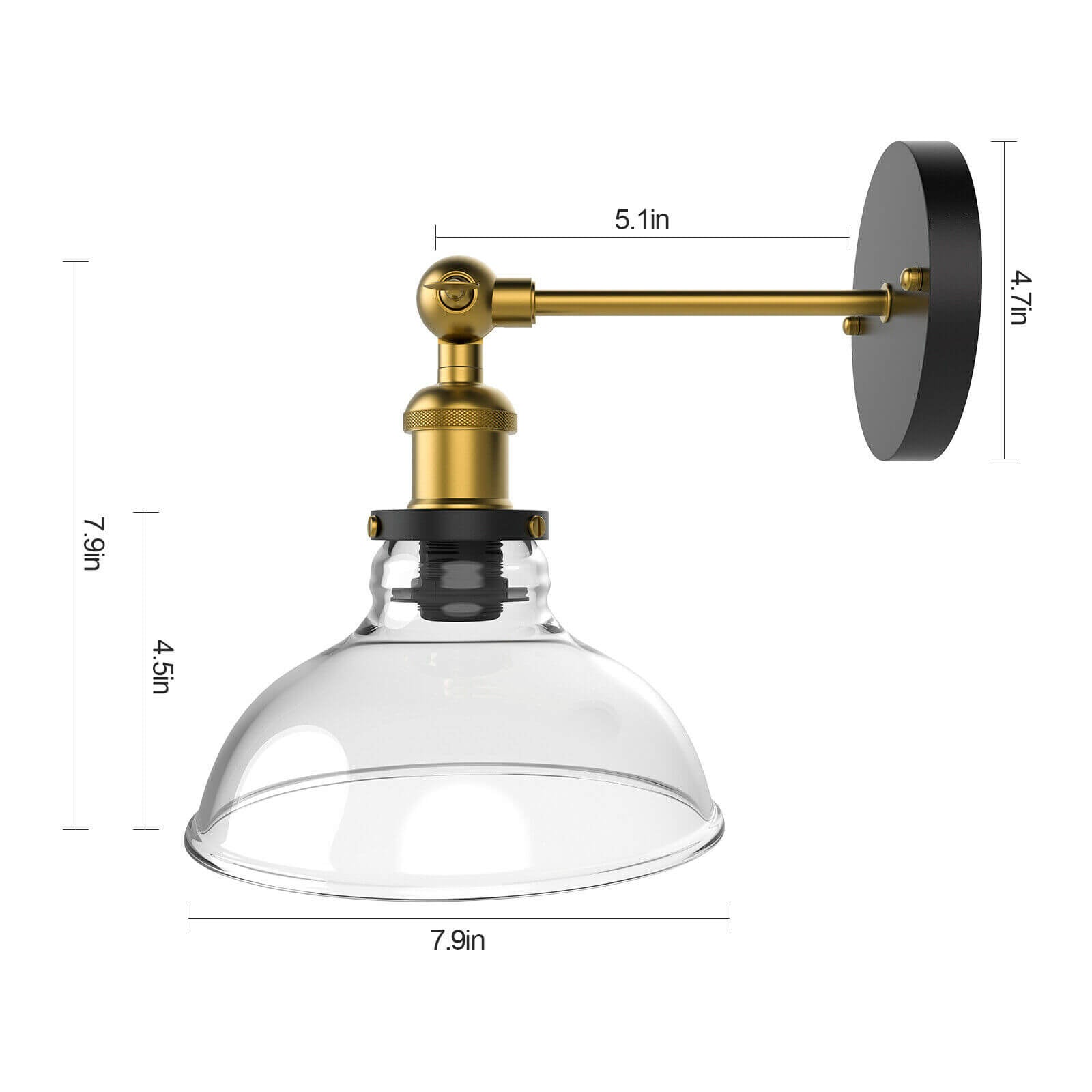 Retro Industrial Flashlight Wall Sconce size