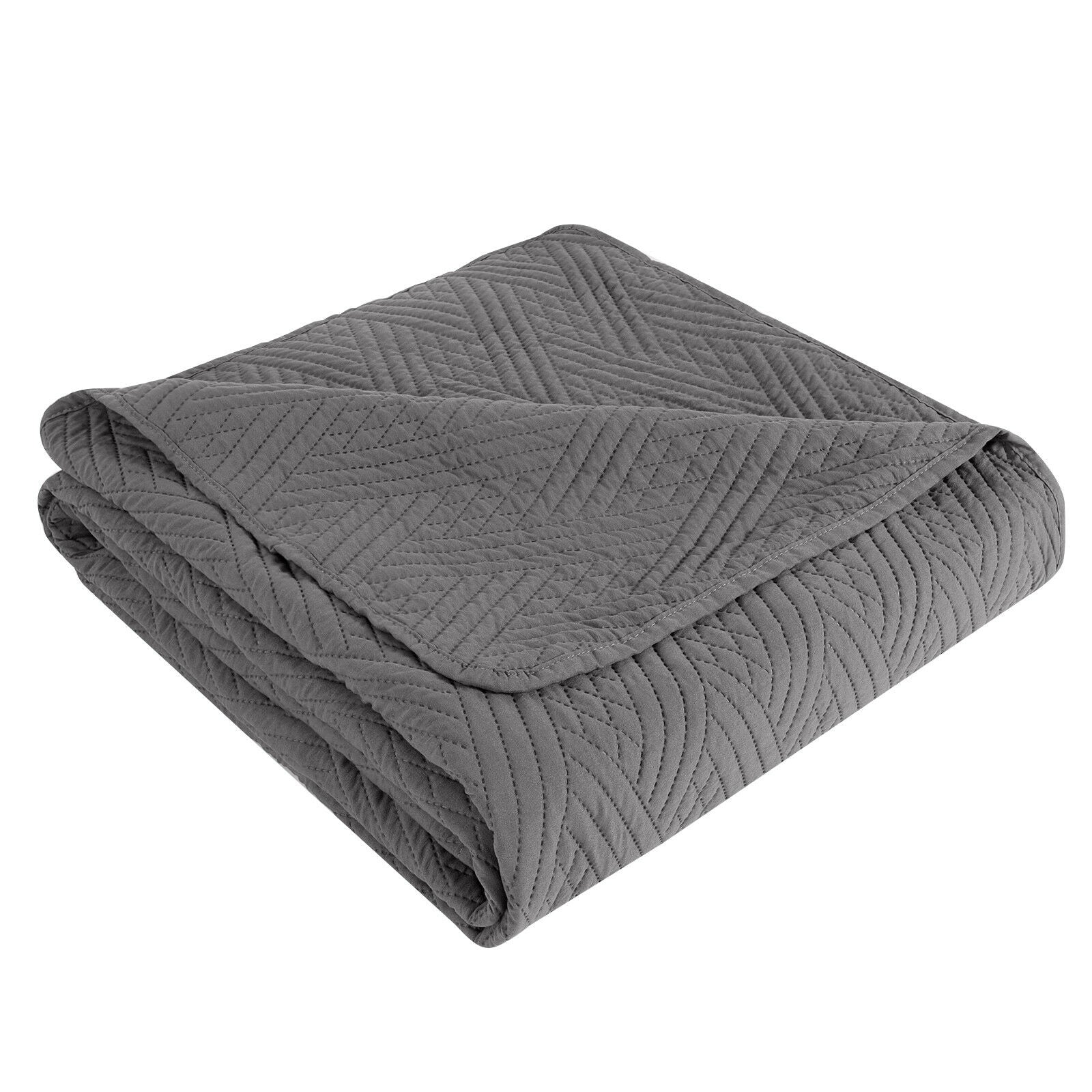 Soft Bedspread Quilt Coverlet, 3pcs gray display