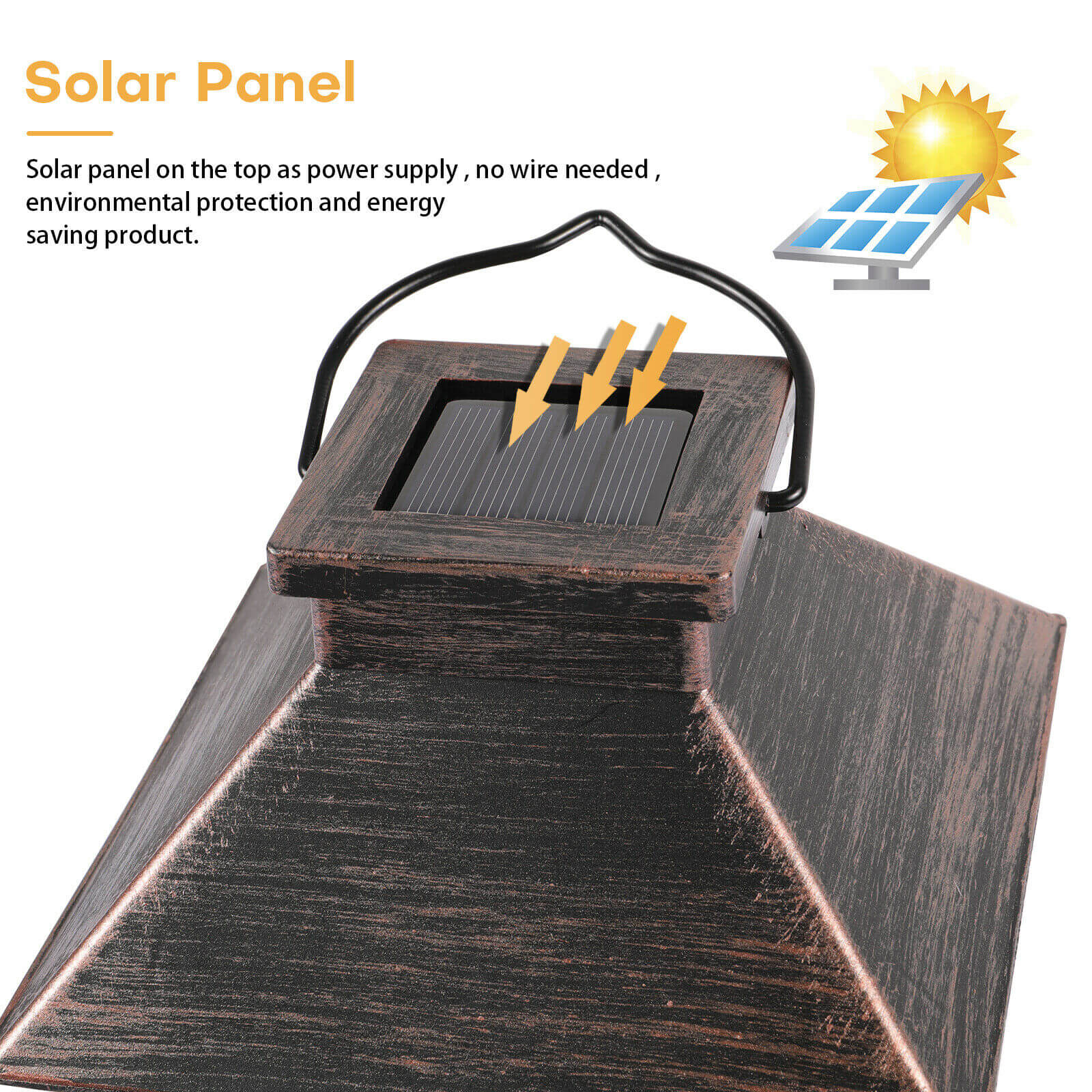 solar panel of Solar Hanging Candle Lantern Light