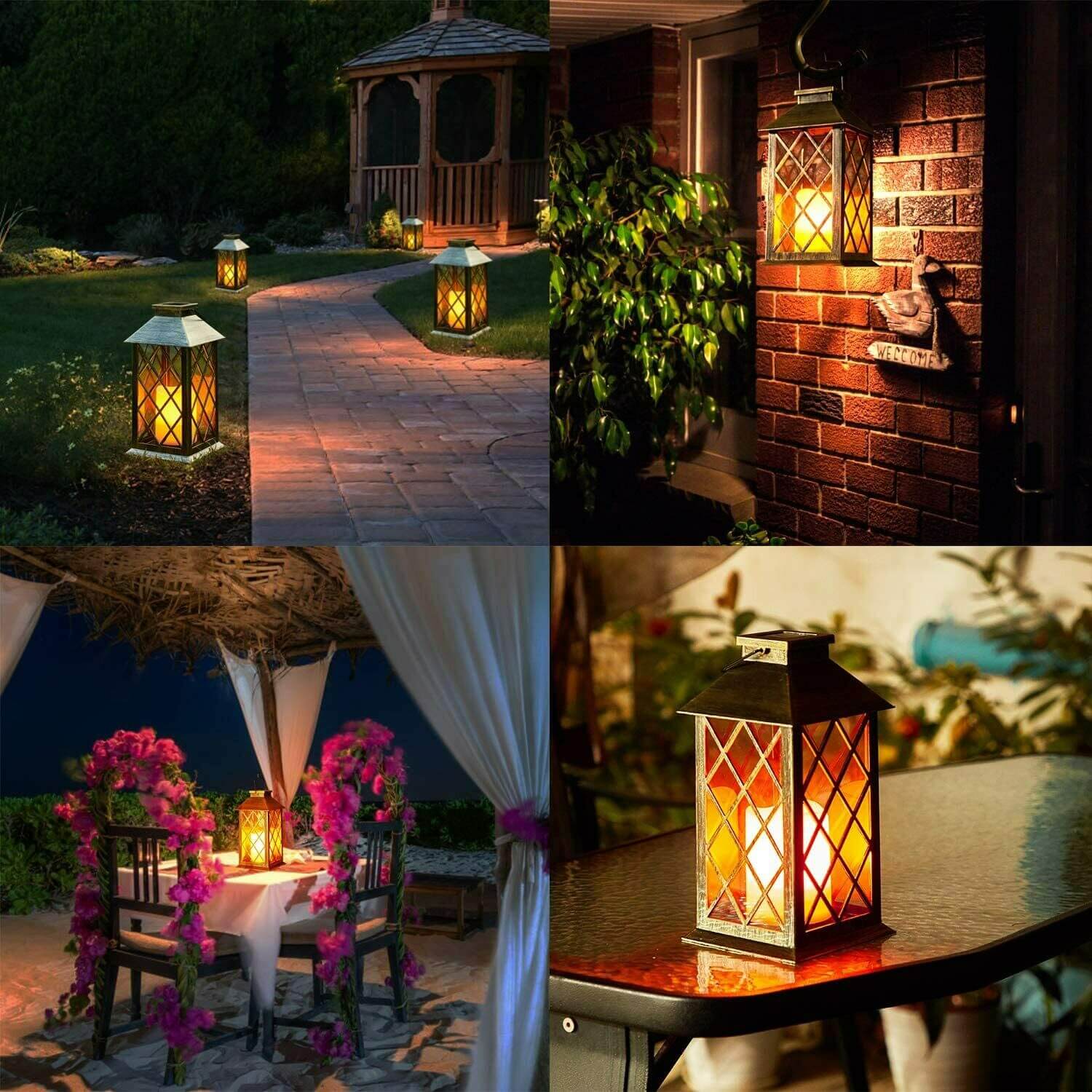 usage of Solar Hanging Candle Lantern Light