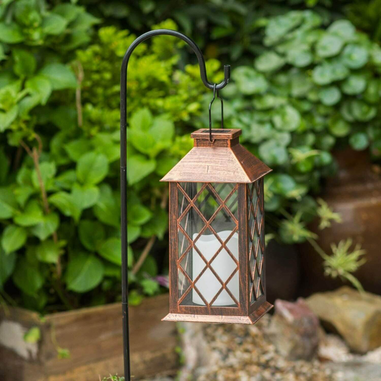 display of Solar Hanging Candle Lantern Light