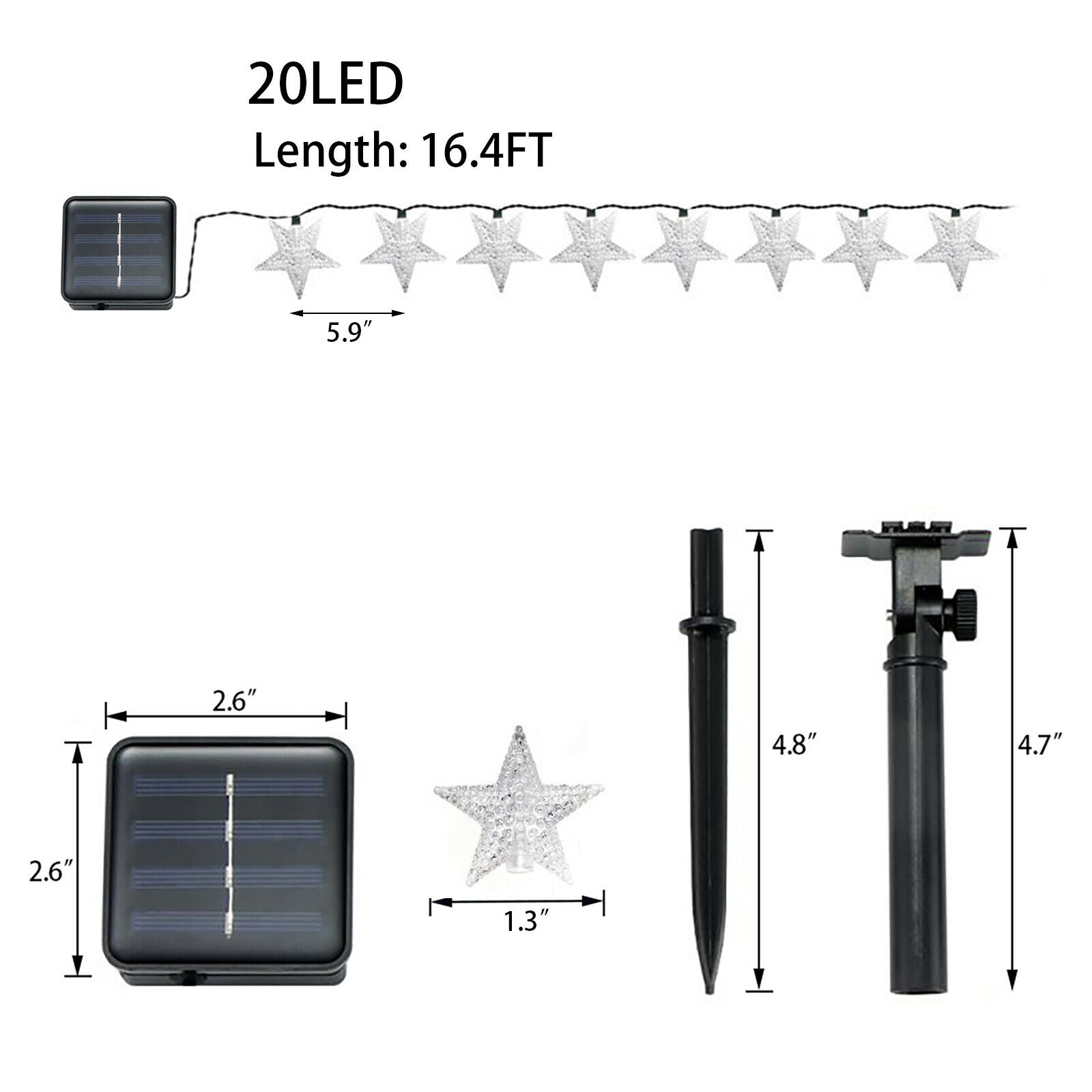 Solar Star String Lights, 20LED