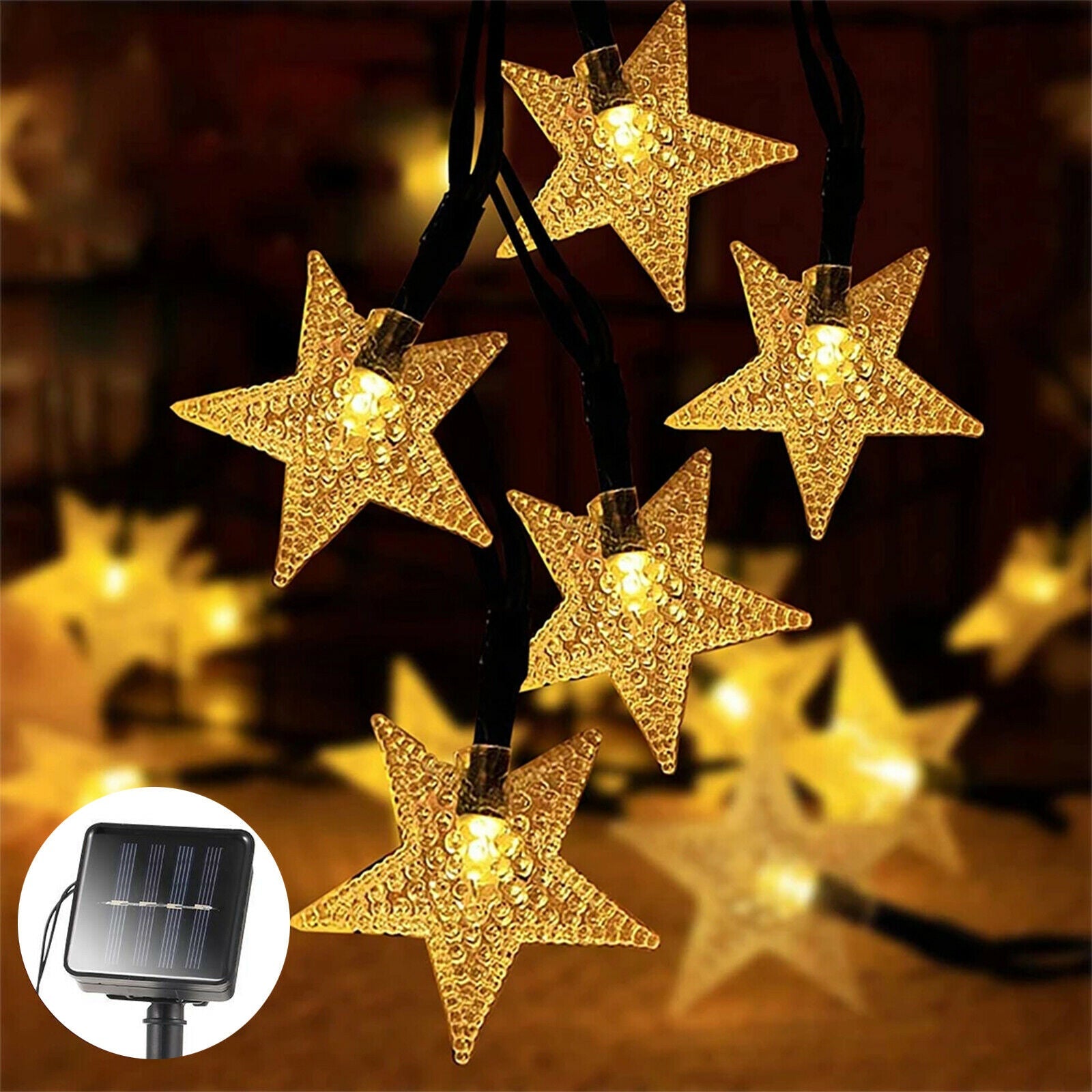 Solar Star String Lights, 20/50LED warm