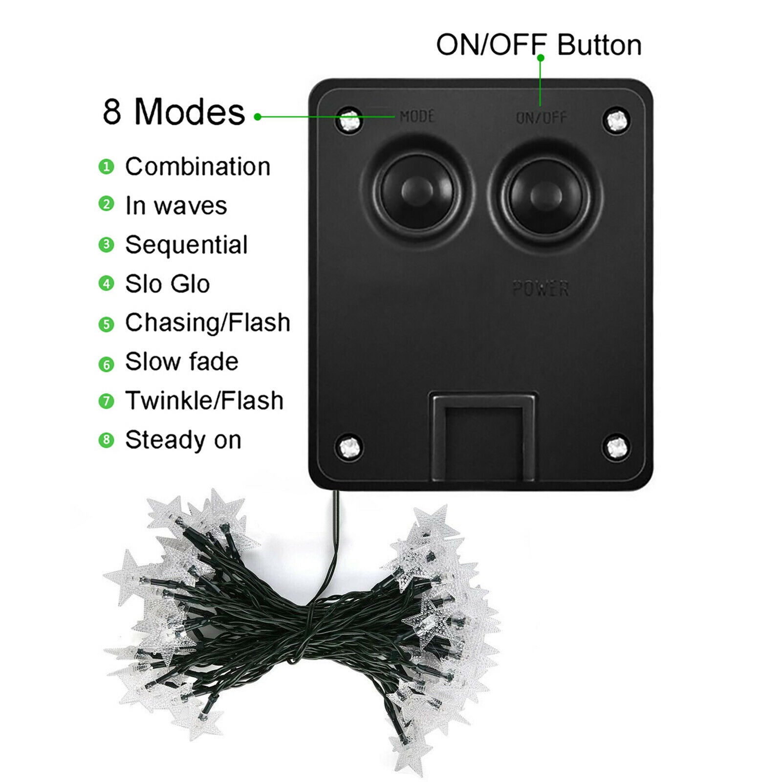 Solar Star String Lights, 20/50LED 8 modes