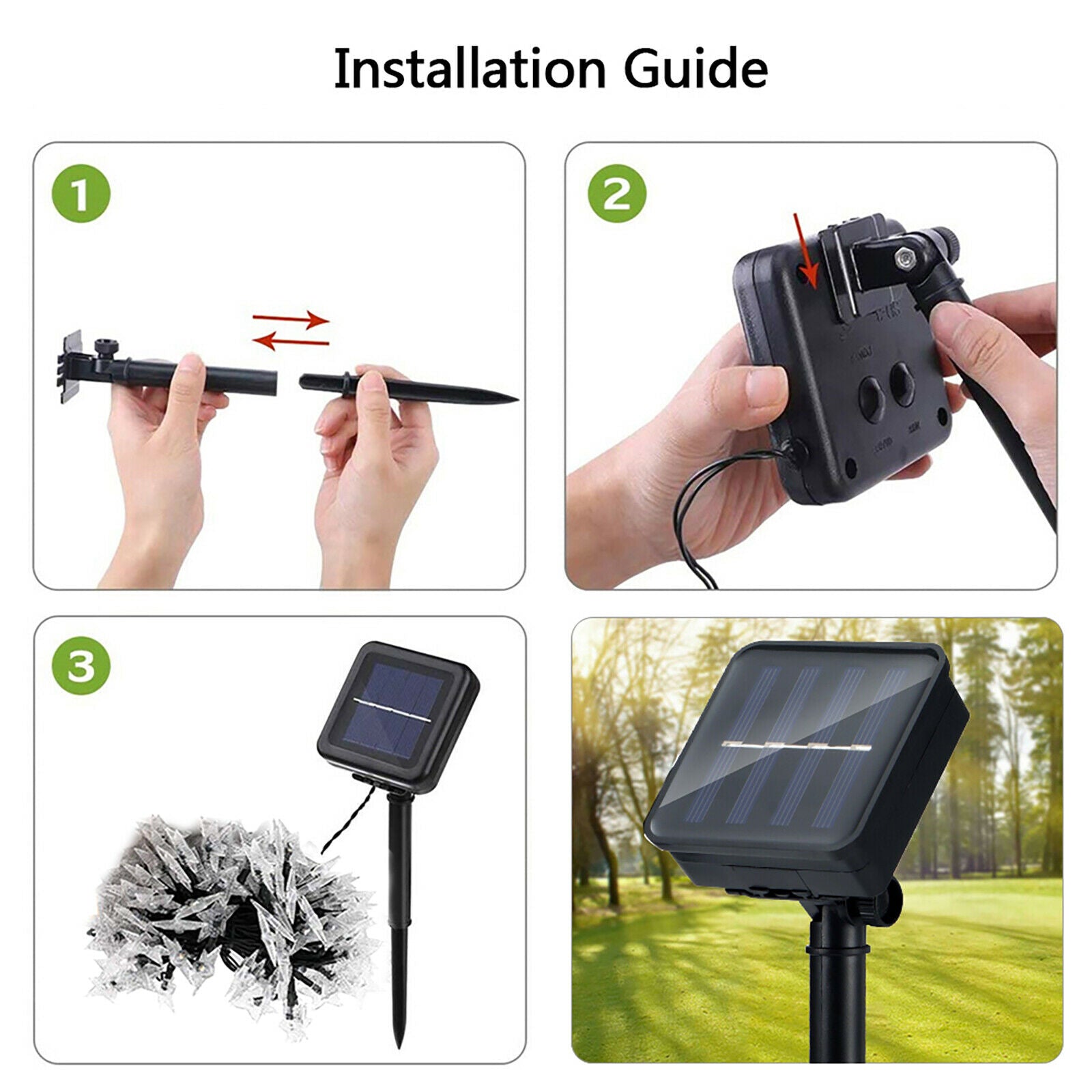 Solar Star String Lights, 20/50LED installation