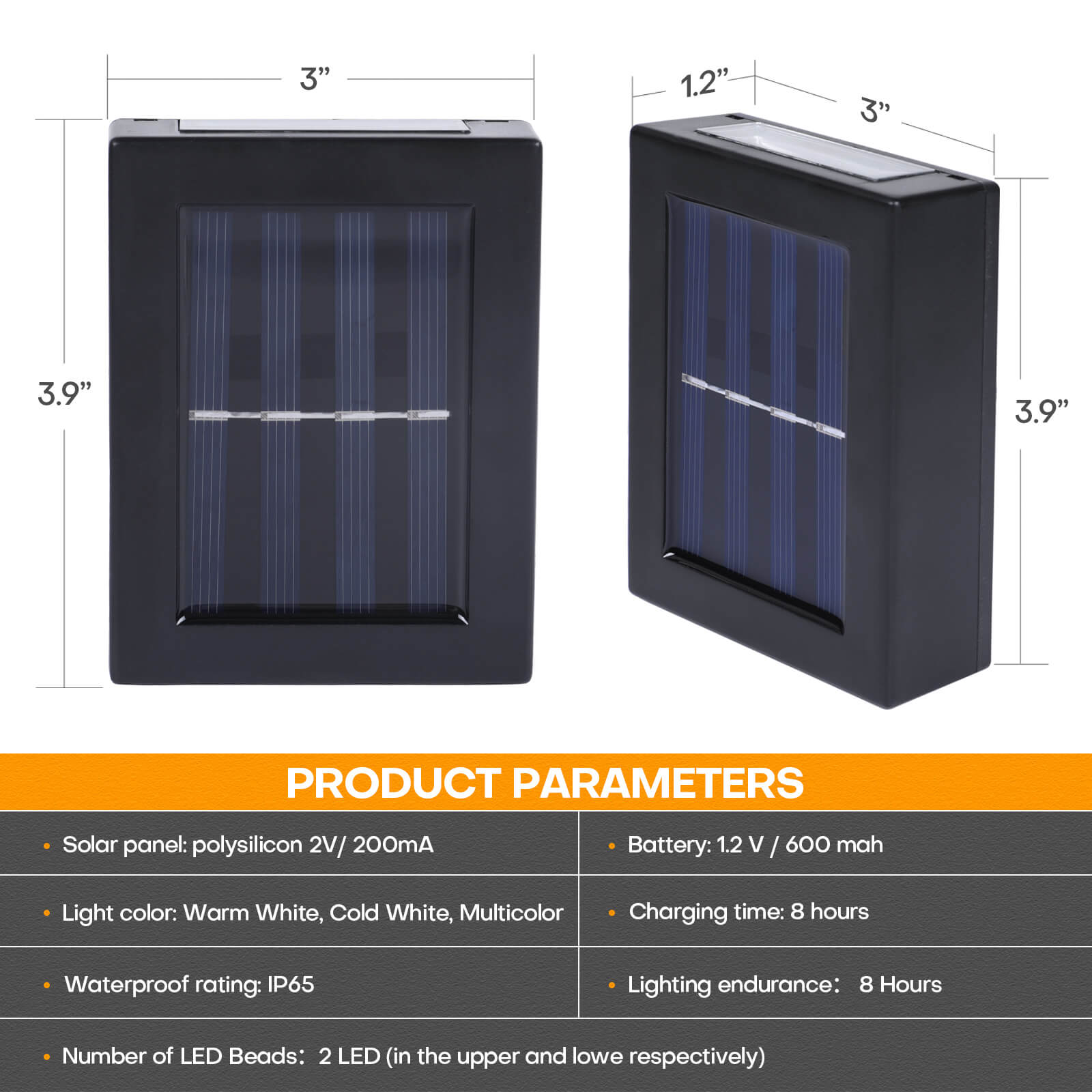 Solar Wall Lamp, 2Pcs - BCBMALL