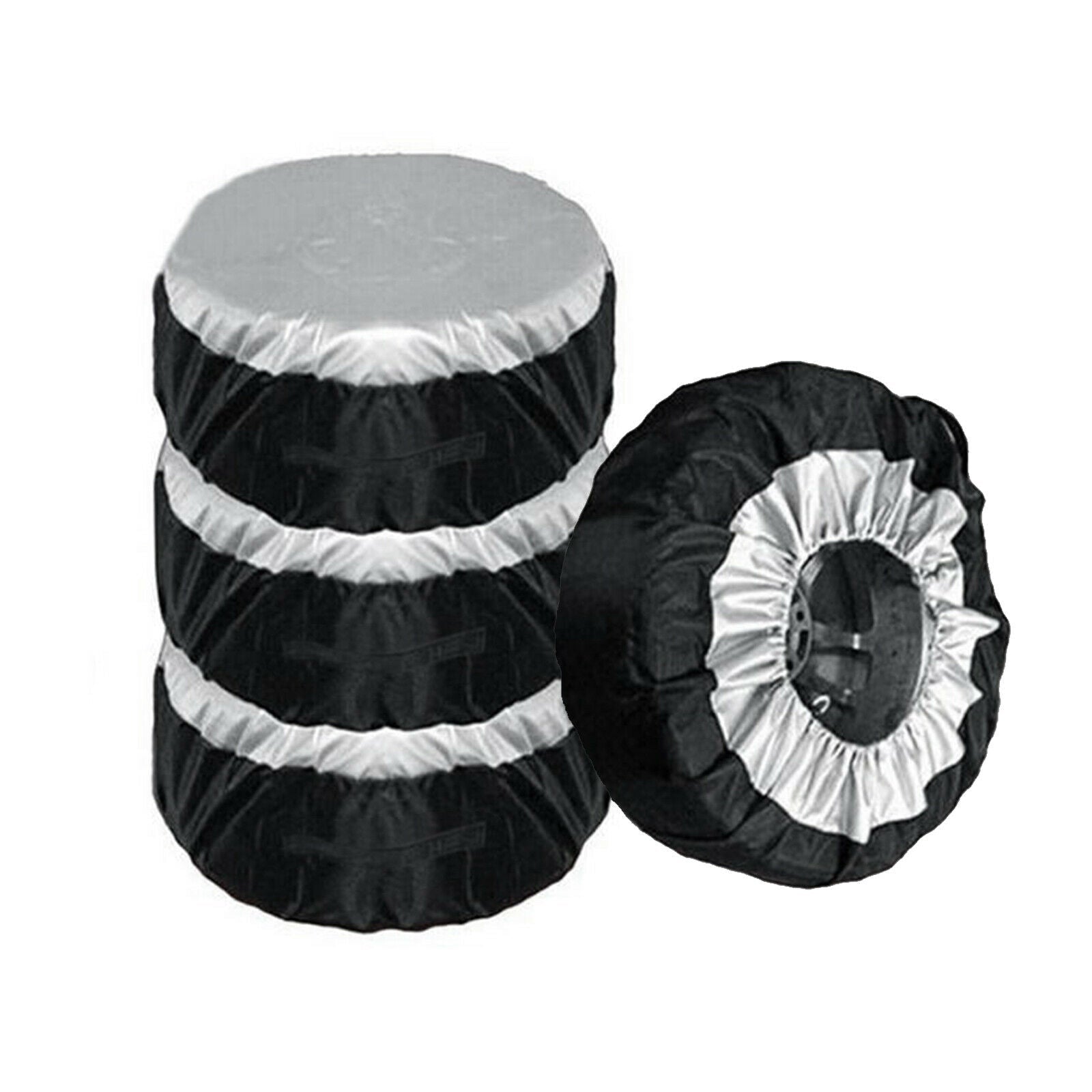 Spare Tire Cover black silver 4pcs