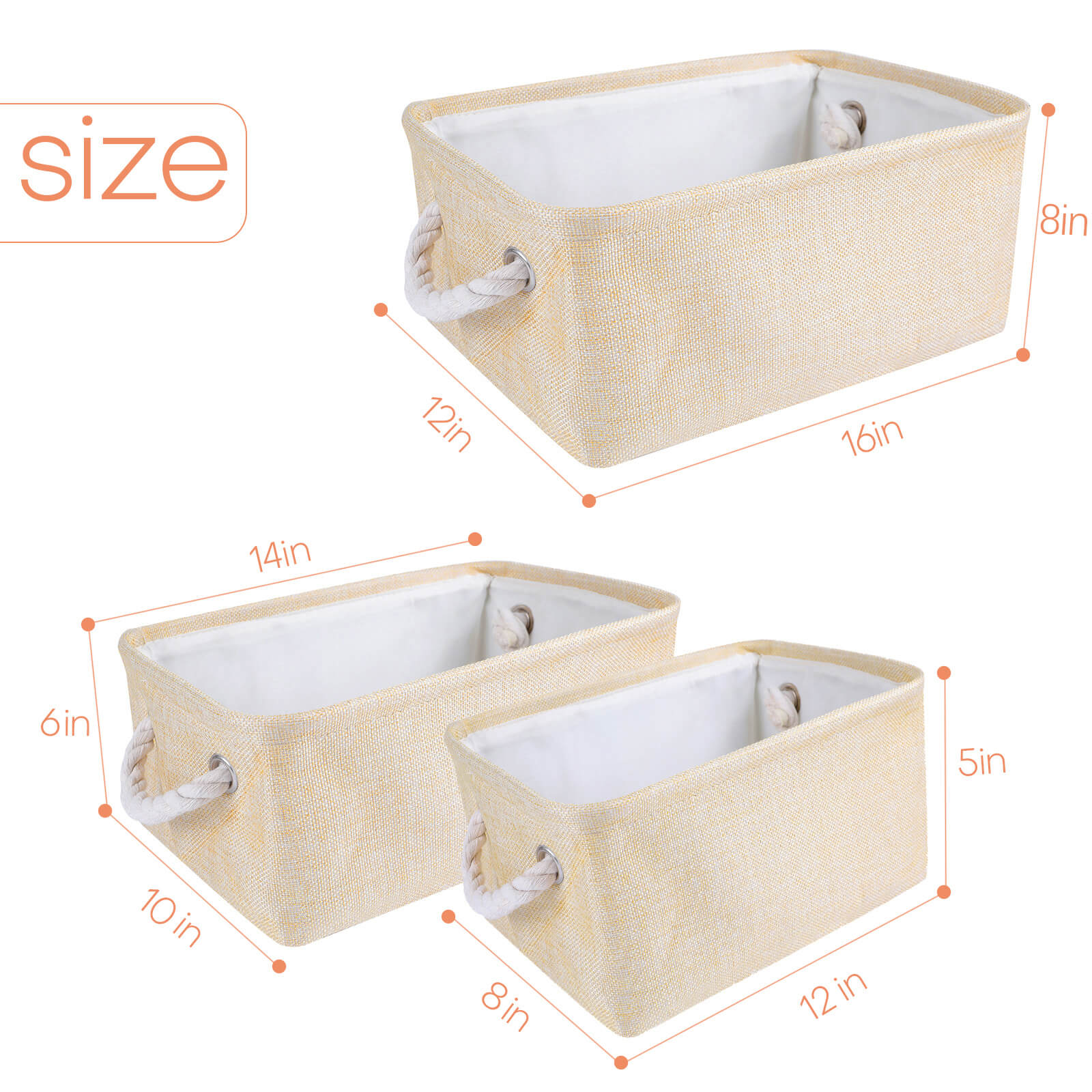 Storage Bin, 3 Pcs - BCBMALL
