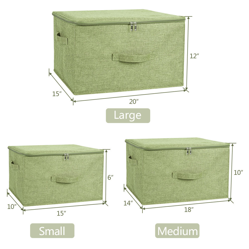 Storage Bin Boxes with Zipper Lids - BCBMALL