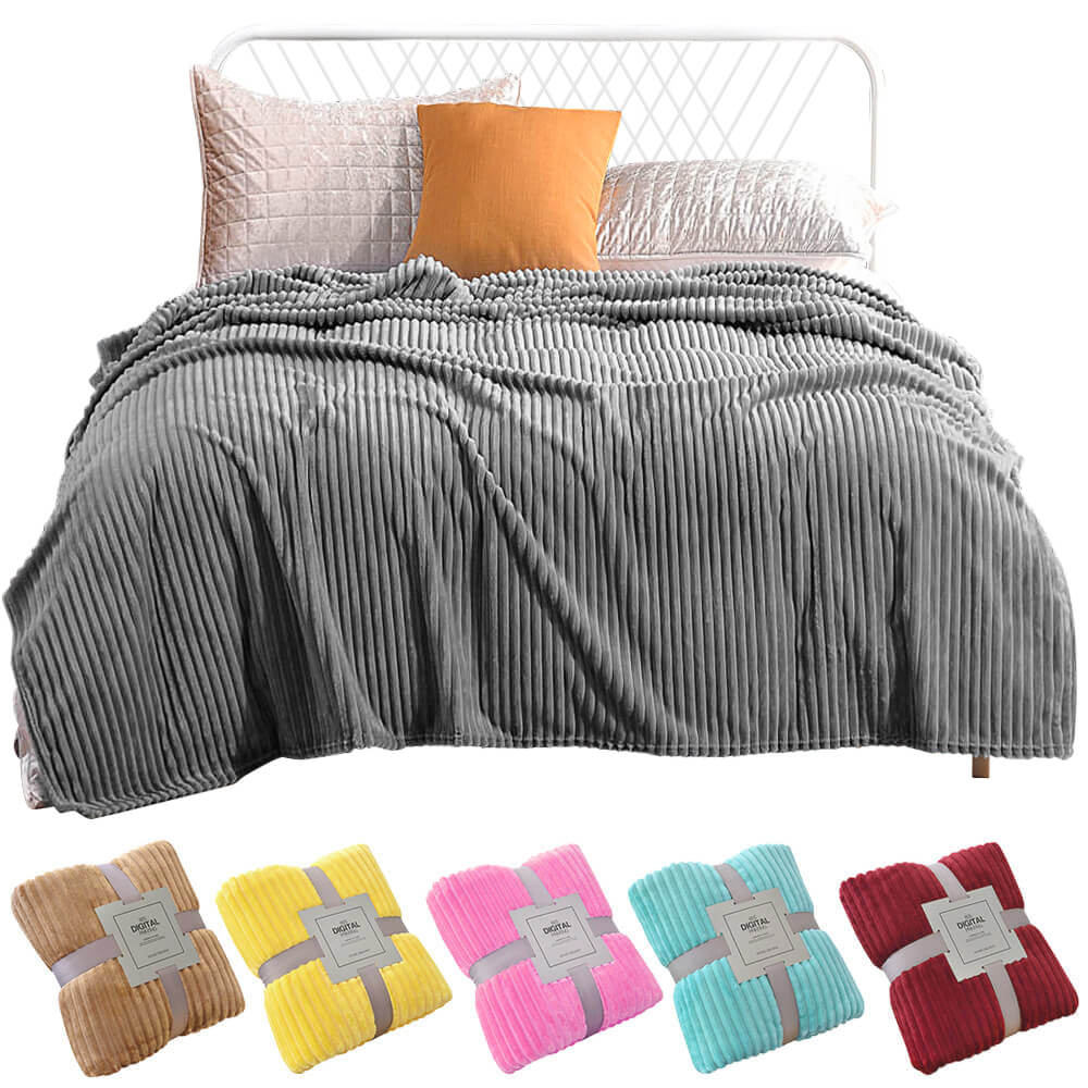 Stripped Flannel Fleece Throw Blanket