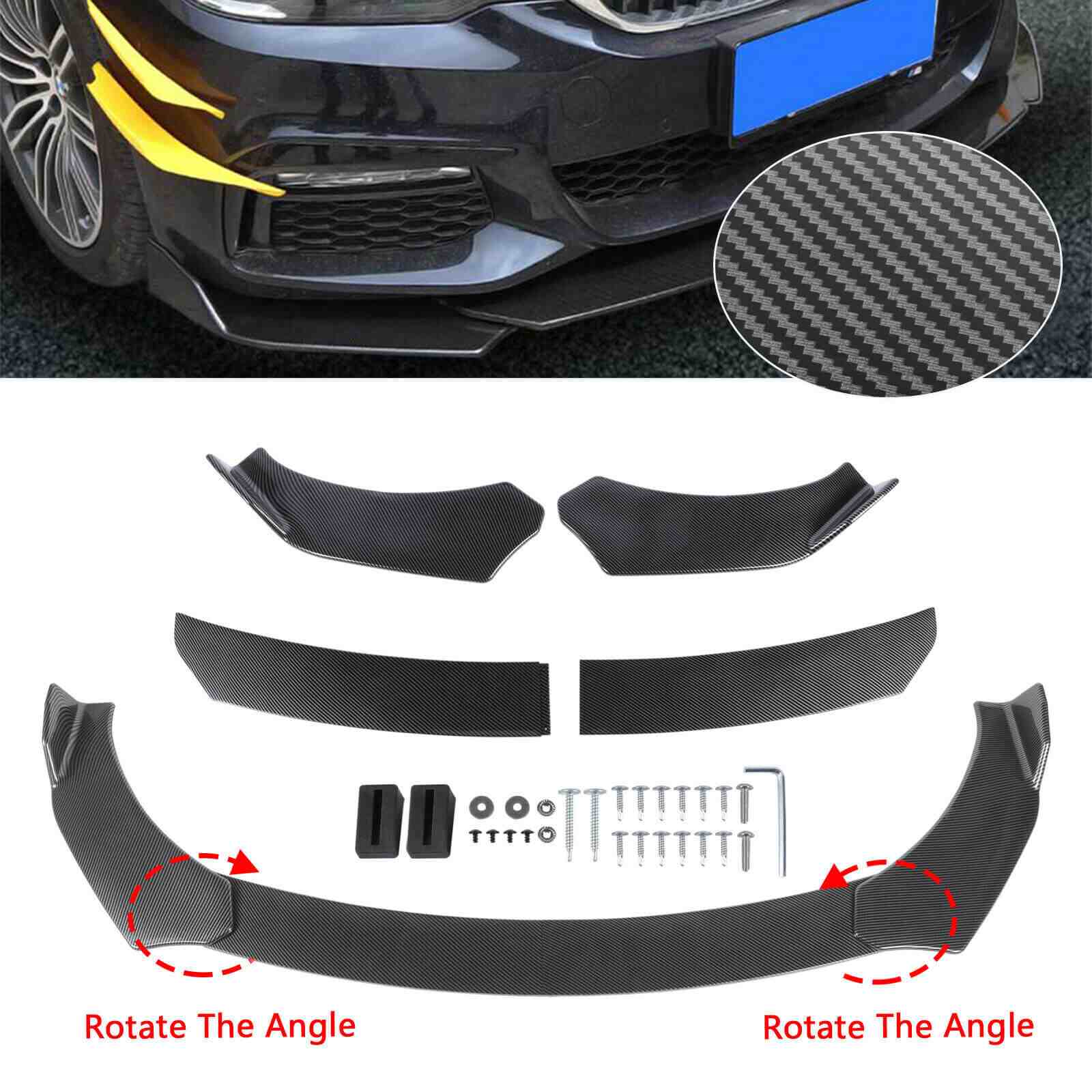 Universal Car Front Bumper Lip Body Kit Spoiler, 4Pcs