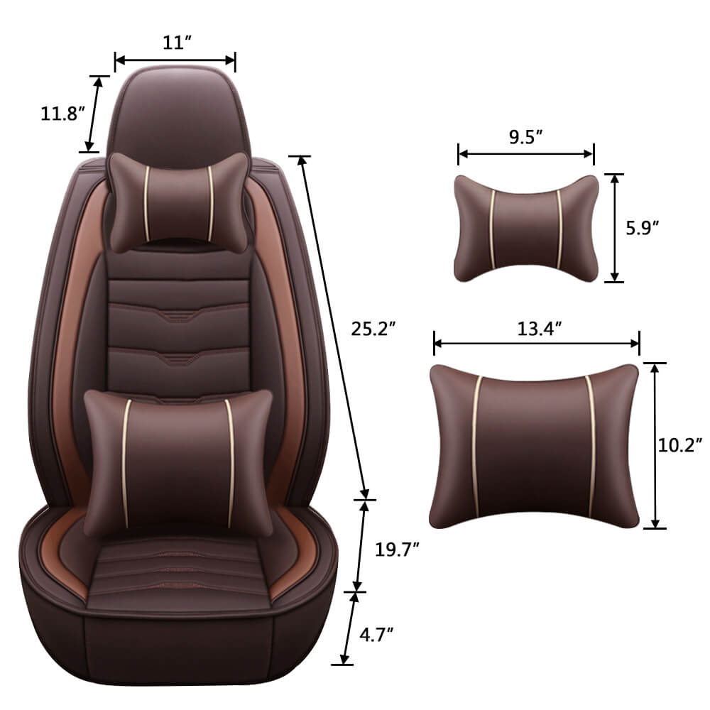 size of Universal Car Leather Seat Covers Full Set