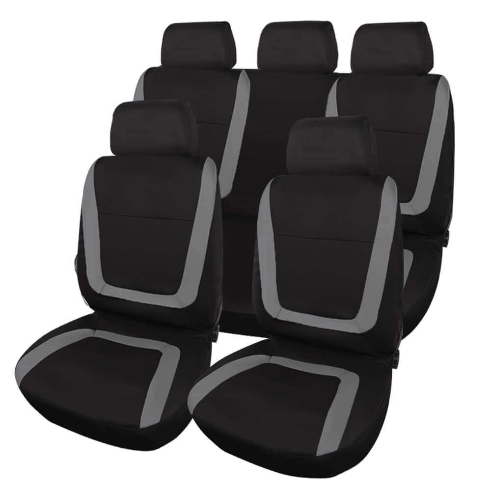gray Cloth Seat Covers for Cars, 9Pcs