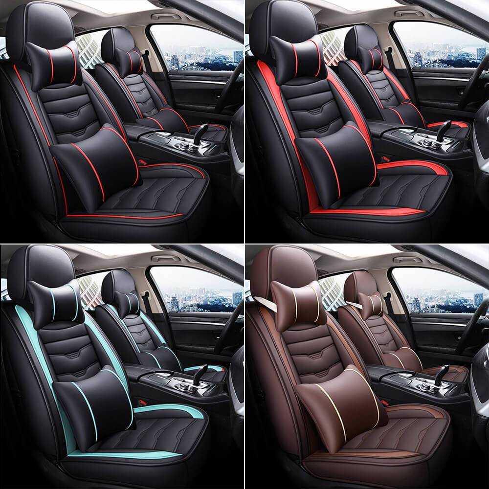 display of Universal Car Leather Seat Covers Full Set