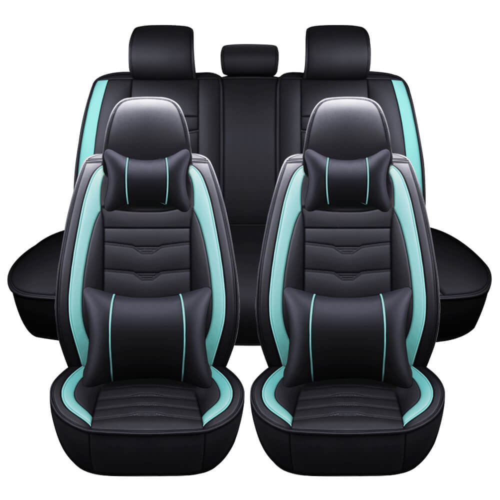 green Universal Car Leather Seat Covers Full Set