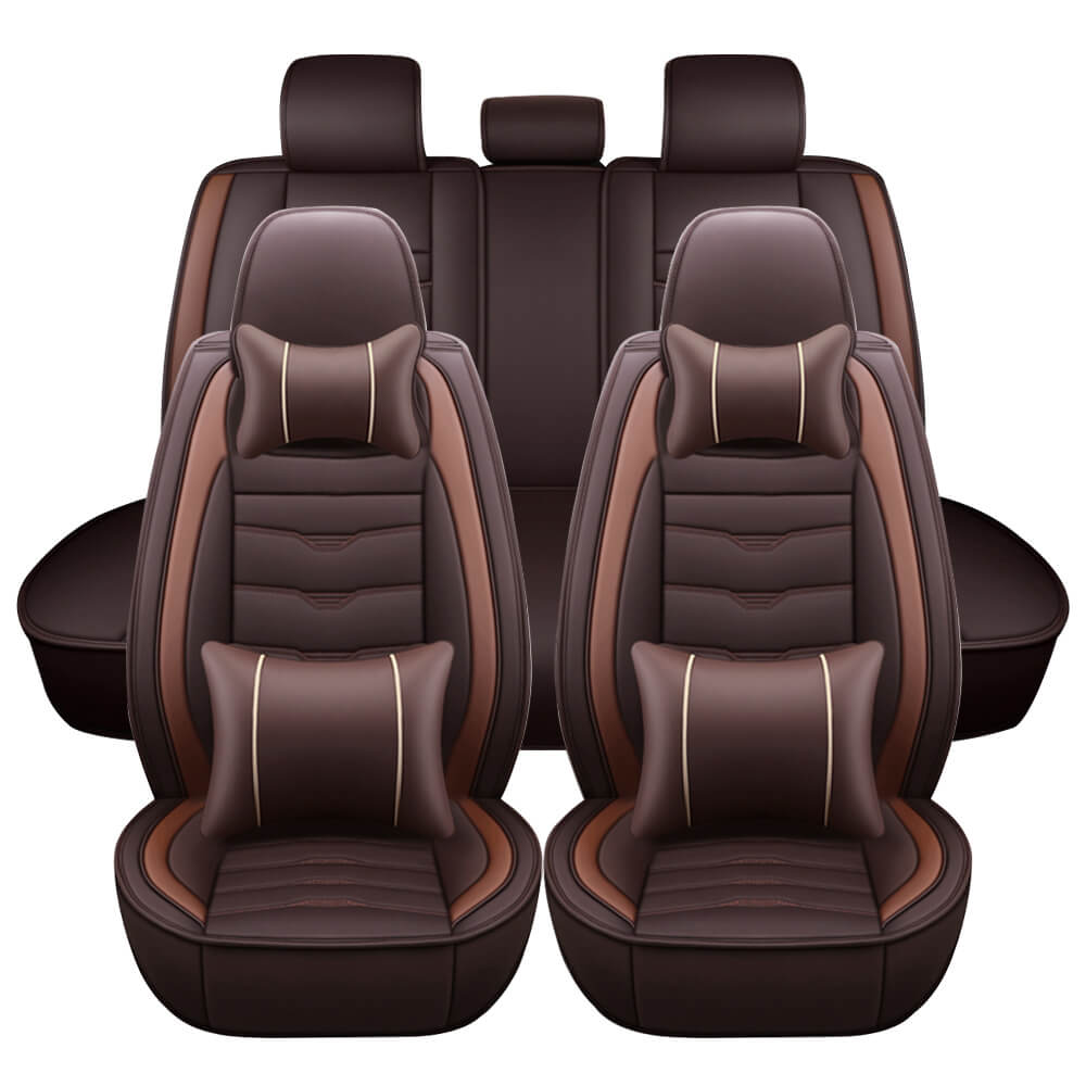 coffee Universal Car Leather Seat Covers Full Set