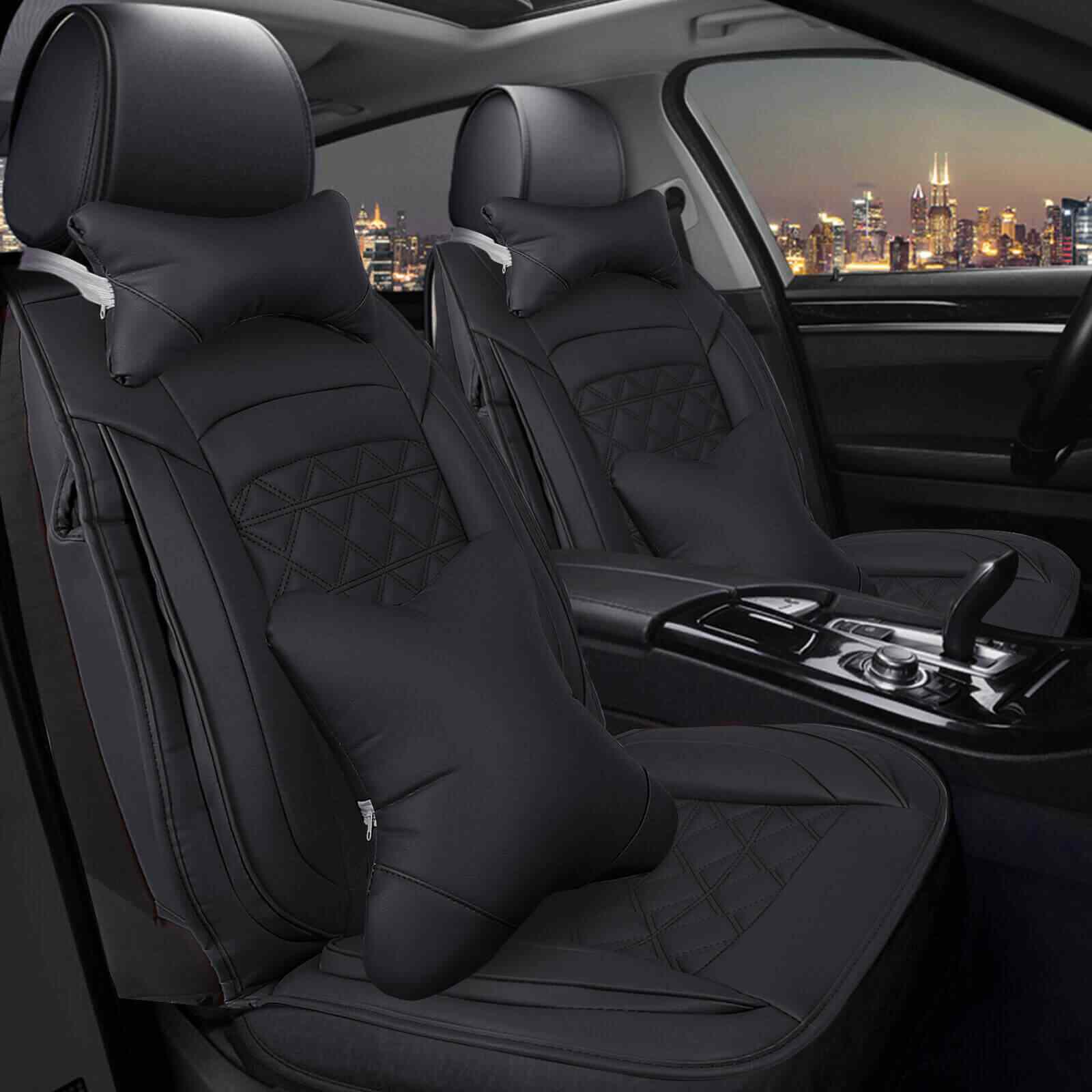 Black Display of Universal Full Surrounded Leather Car Seat Covers
