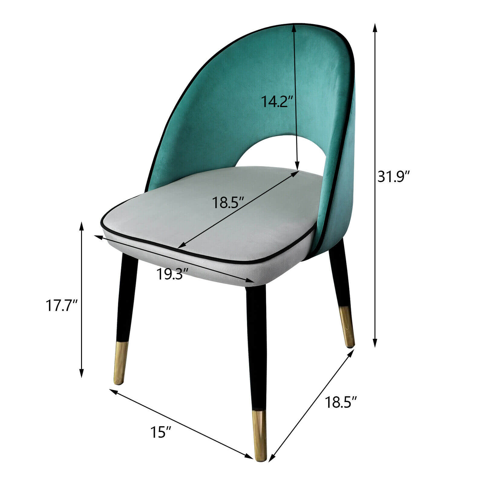 Velvet Upholstered Dining Chairs, Set of 2 - BCBMALL