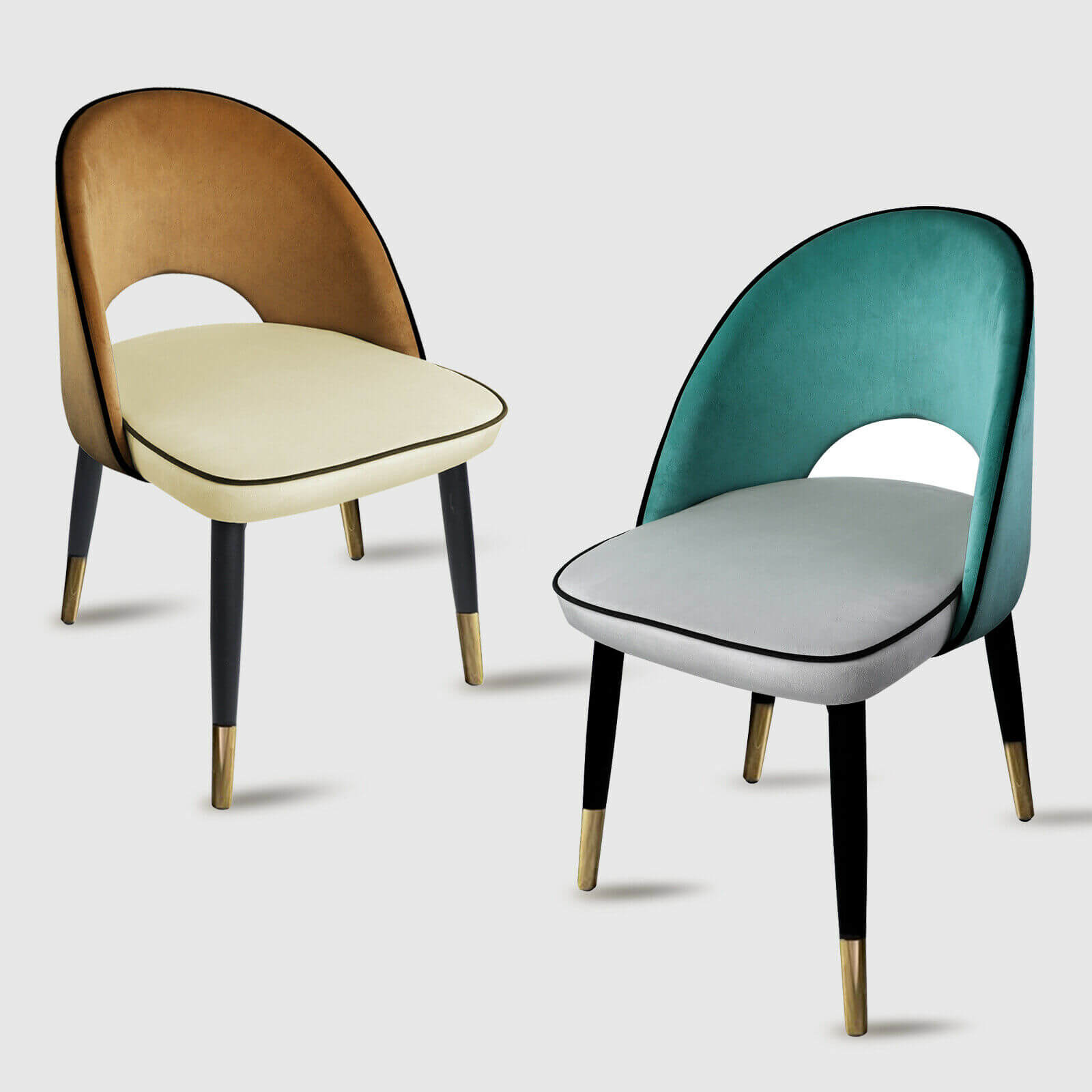 Velvet Upholstered Dining Chairs, Set of 2 - BCBMALL