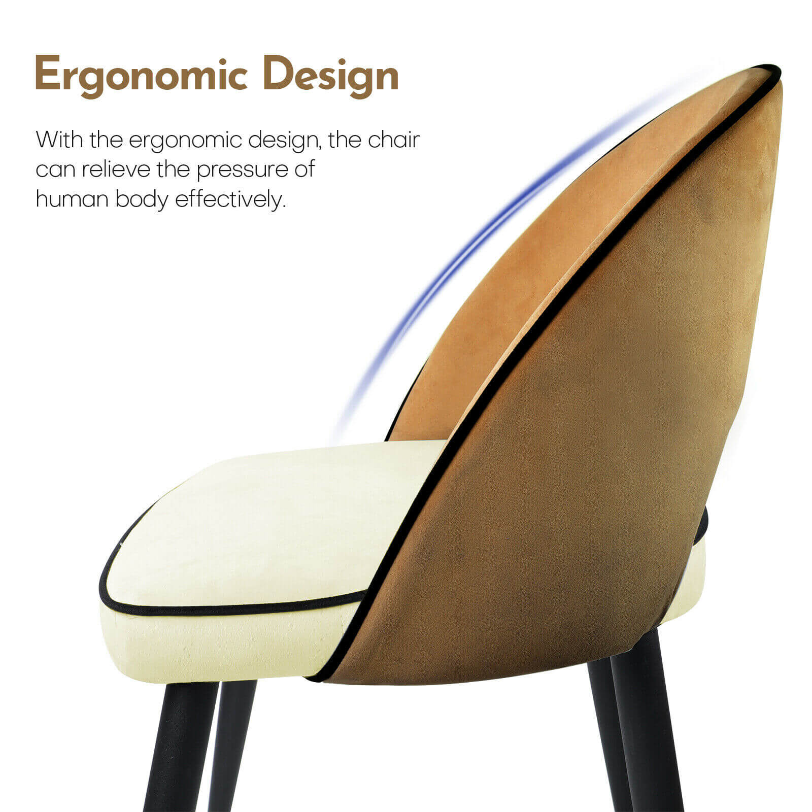 Velvet Upholstered Dining Chairs, Set of 2 - BCBMALL