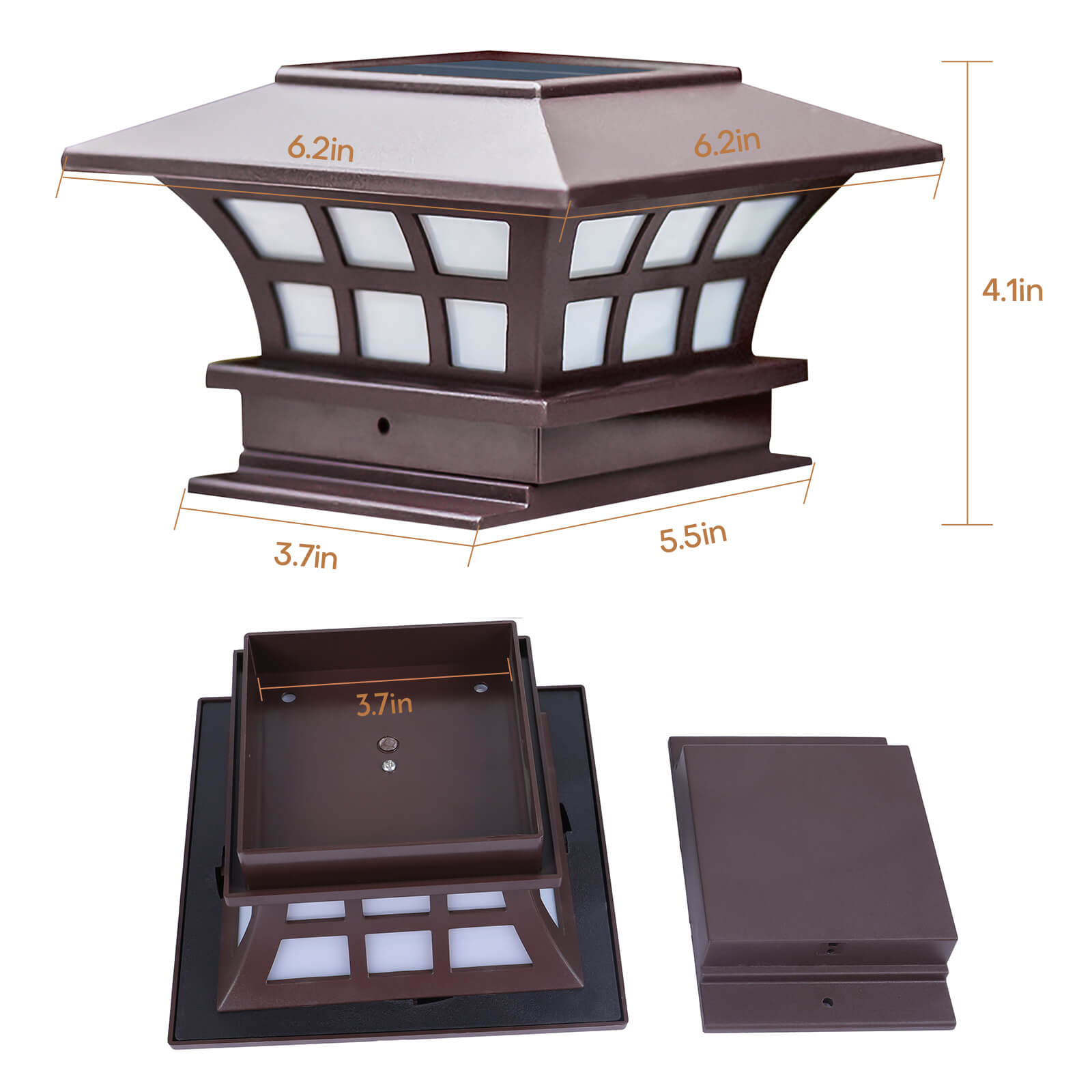 Waterproof Solar Post Light, 4 Pcs - BCBMALL