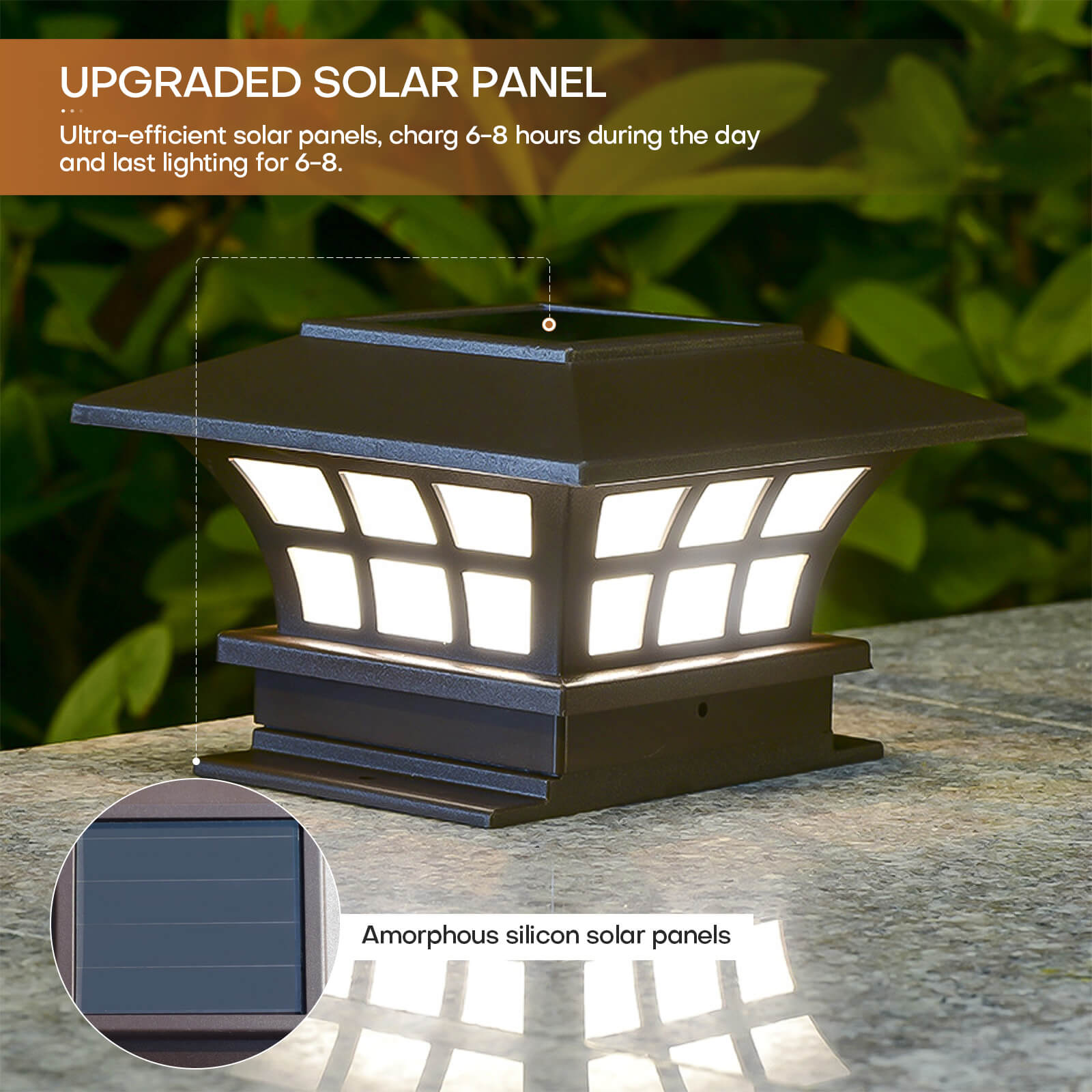 Waterproof Solar Post Light, 4 Pcs - BCBMALL