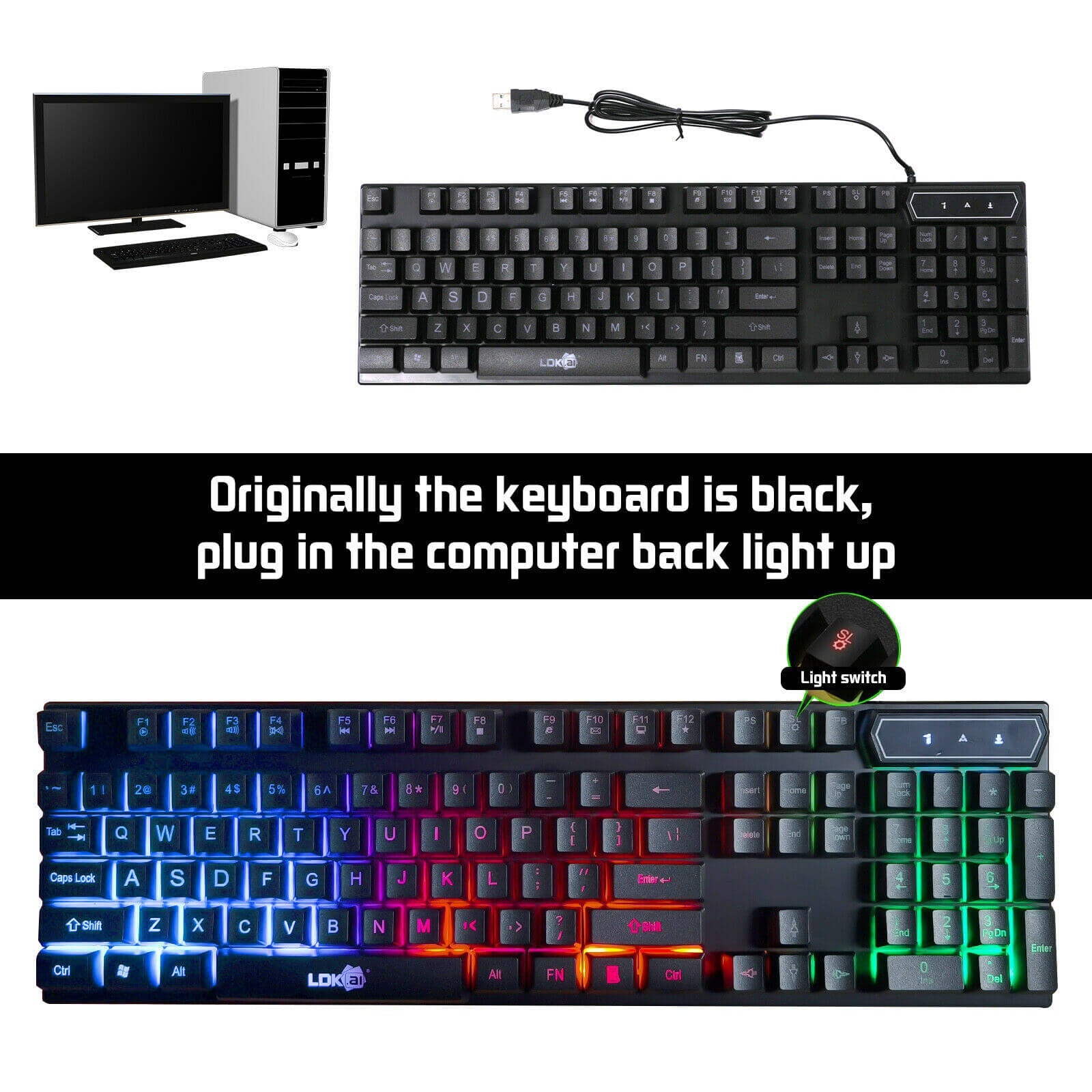 Wired Gaming Keyboard and Mouse Combo w/ LED Backlight - BCBMALL