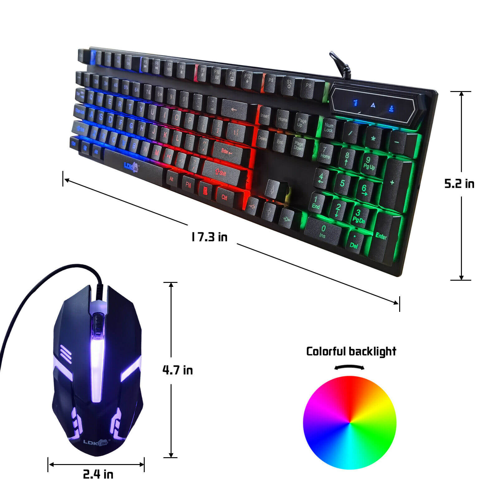 Wired Gaming Keyboard and Mouse Combo w/ LED Backlight - BCBMALL