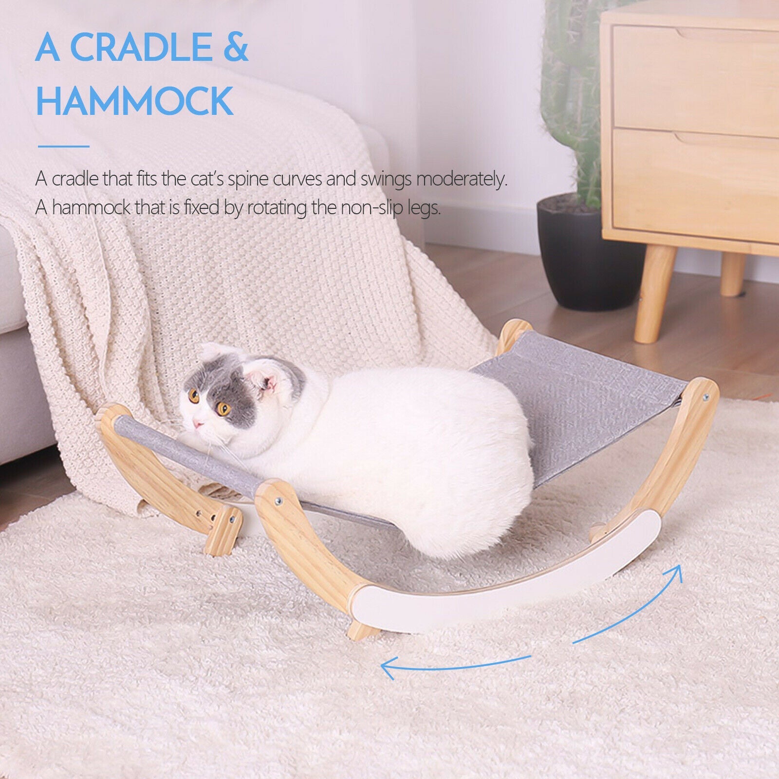 Wooden Cat Hammock Replacement Mat display