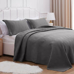 Soft Bedspread Quilt Coverlet, 3pcs gray